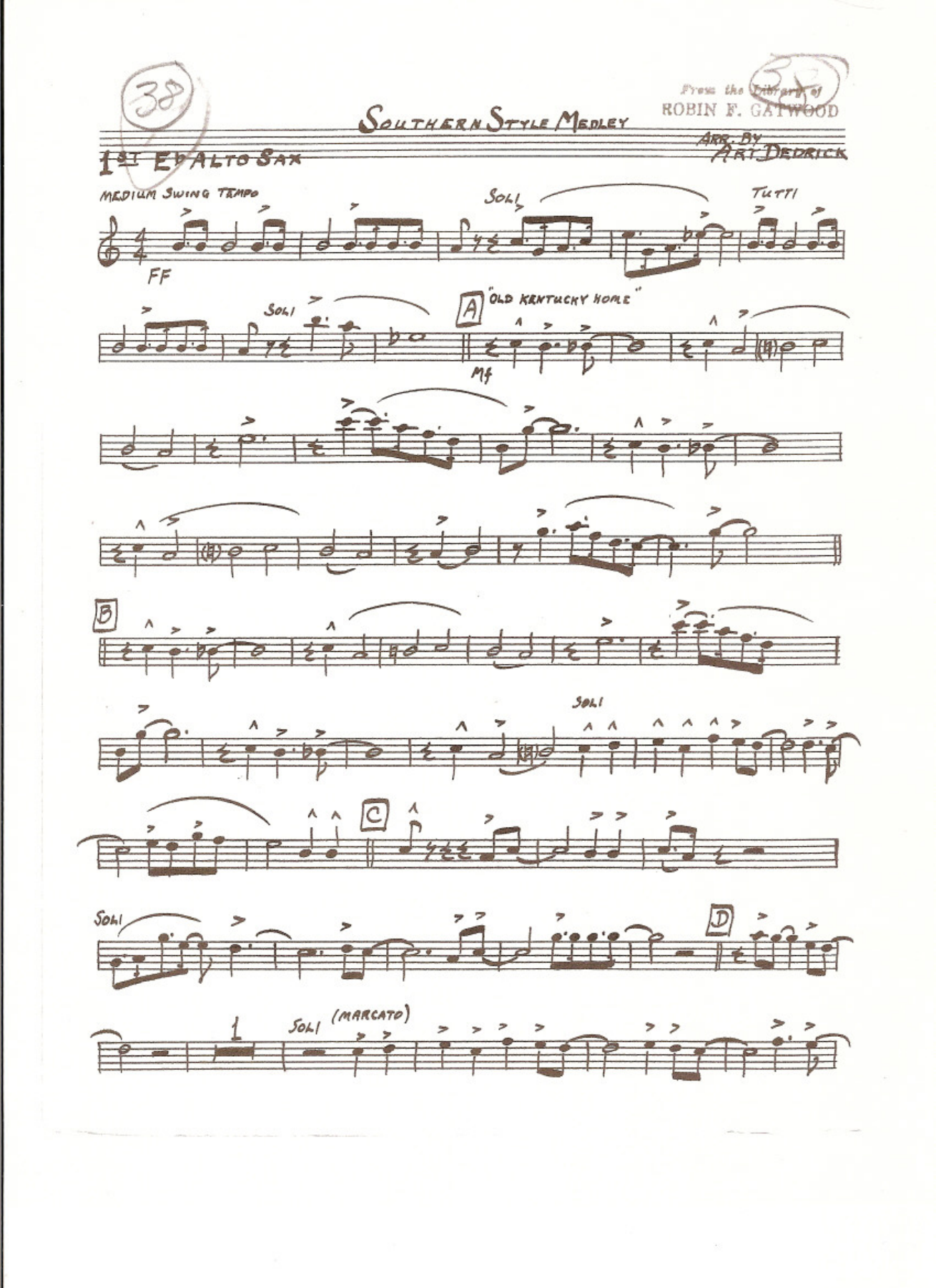 Southern Style Medley — Big Band sheet music arranged by A.Dedrick | Jazz Standard