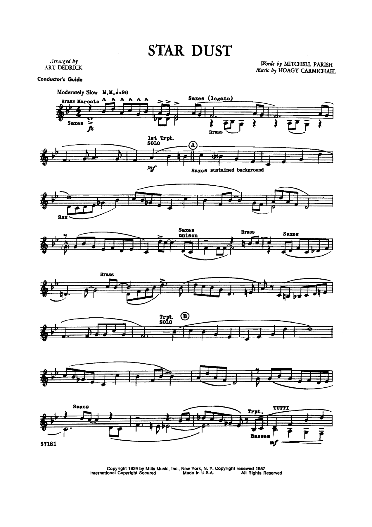 Stardust — sheet music cover (first page)