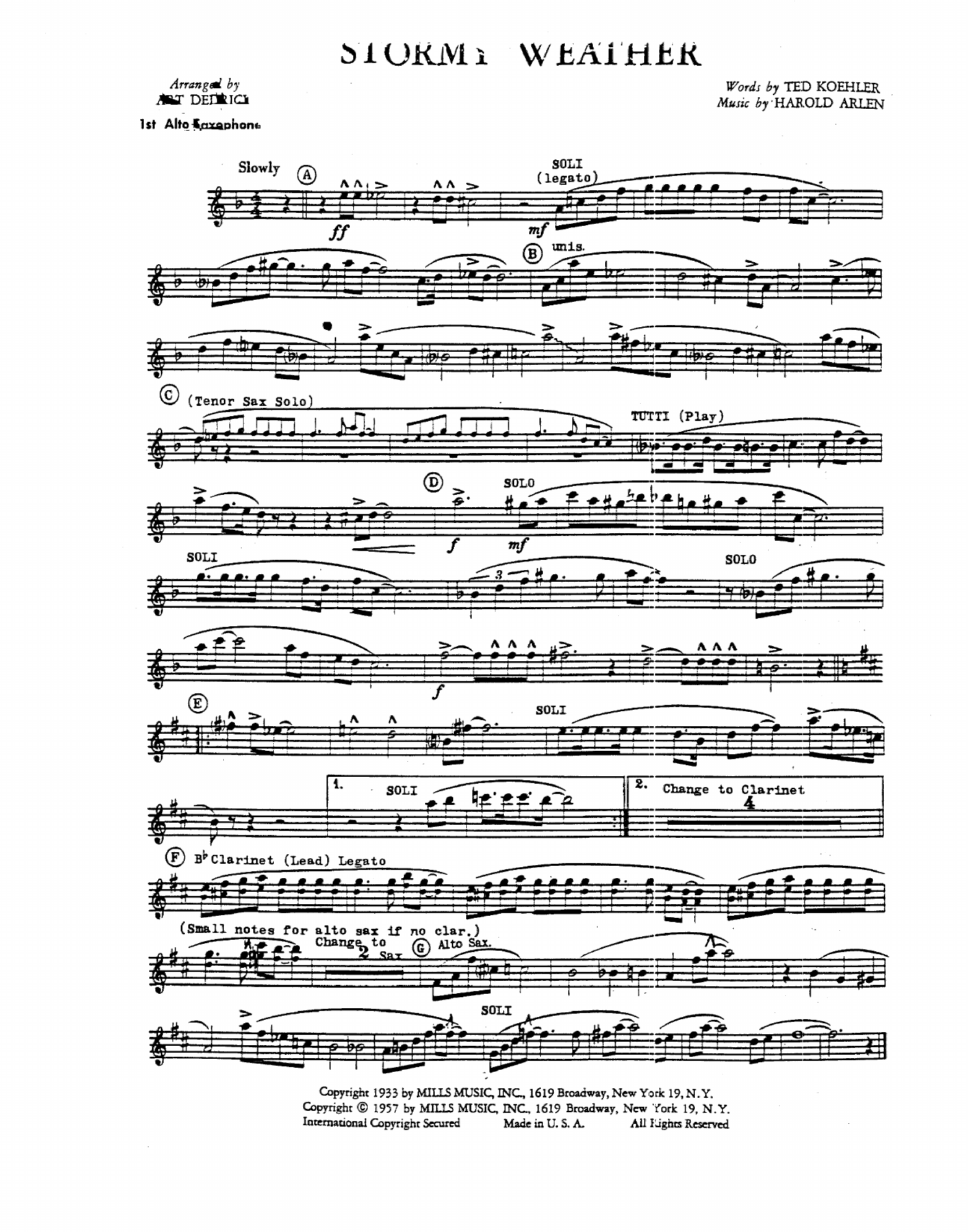 Stormy Weather — sheet music cover (first page)