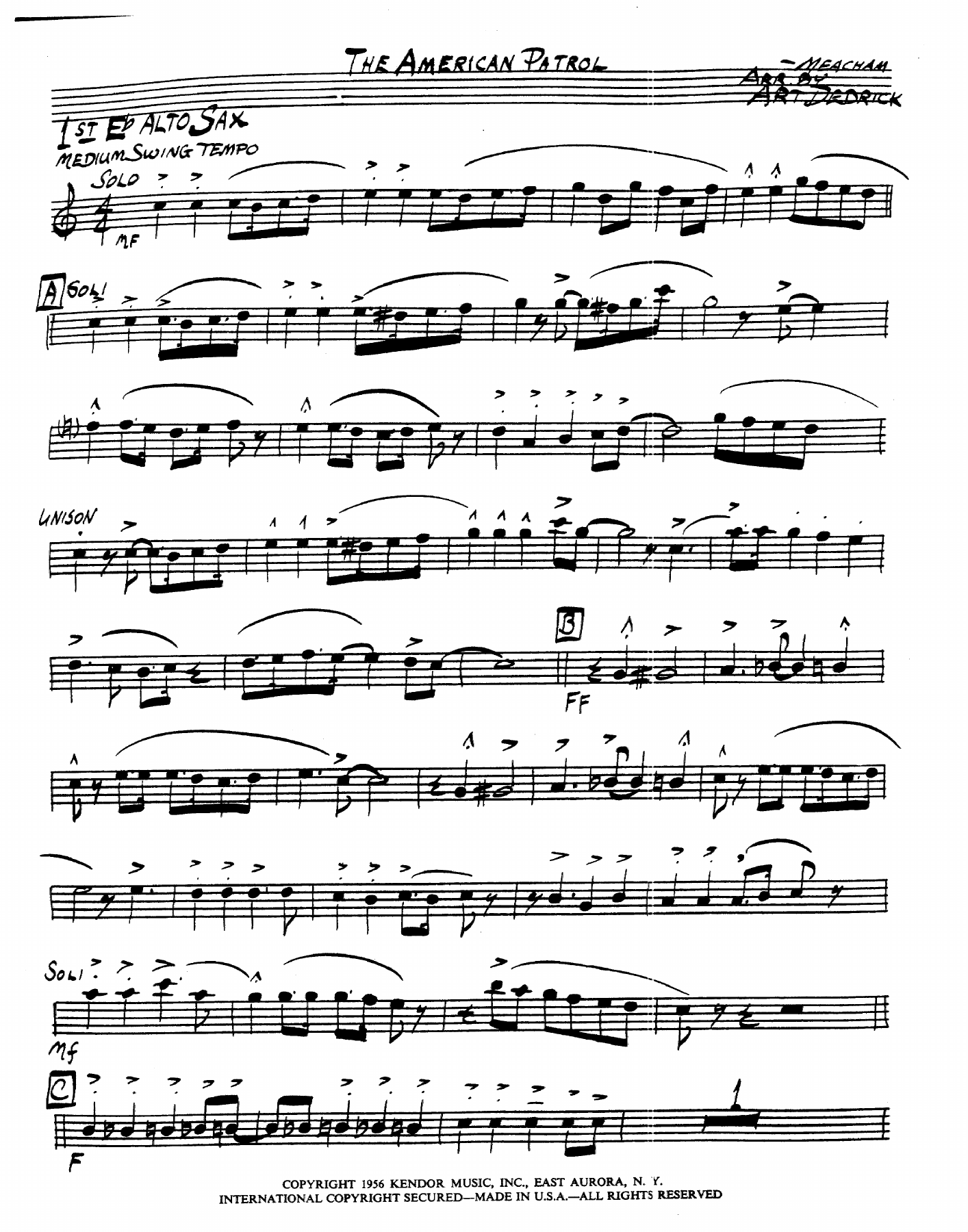 The American Patrol — Big Band sheet music arranged by A.Dedrick | Jazz Standard