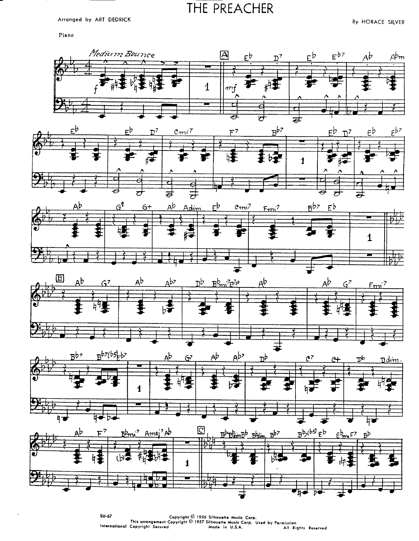 The Preacher — sheet music cover (first page)