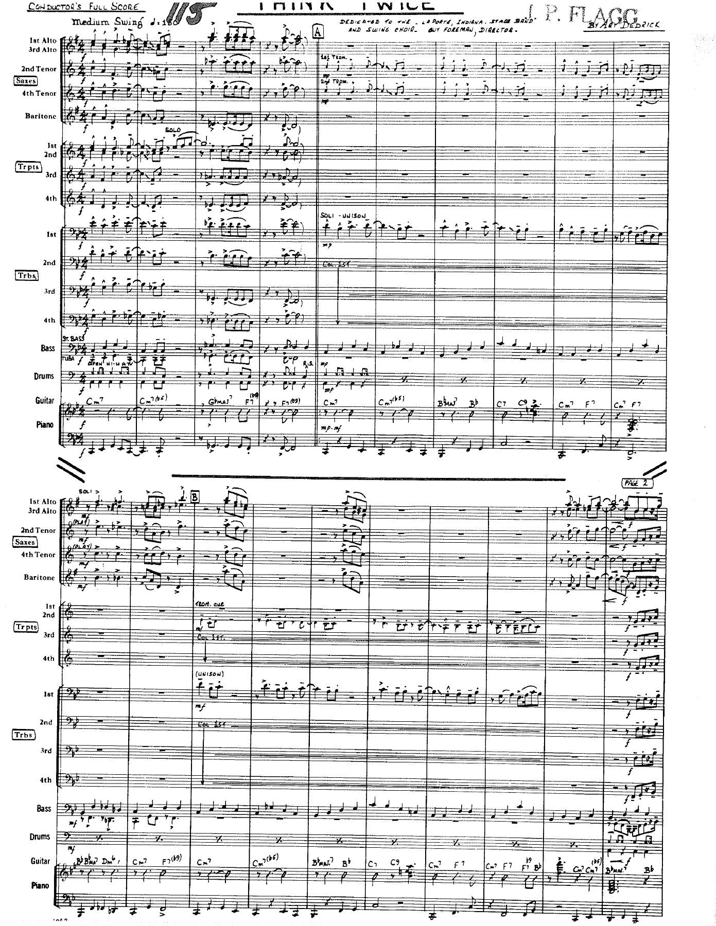 Think Twice (A.Dedrick) vocal — sheet music cover (first page)