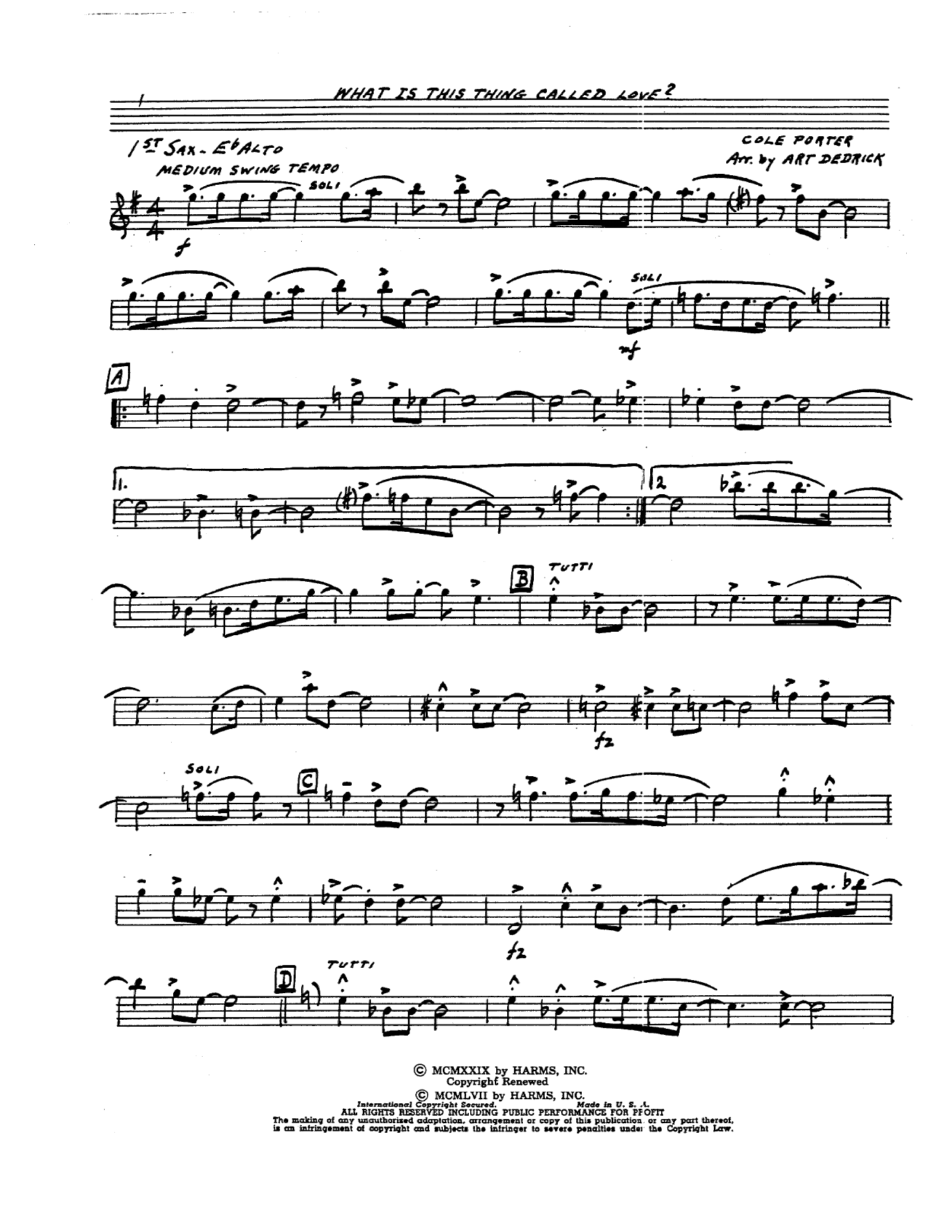 What Is This Thing Called Love — Big Band sheet music arranged by A.Dedrick | Jazz Standard