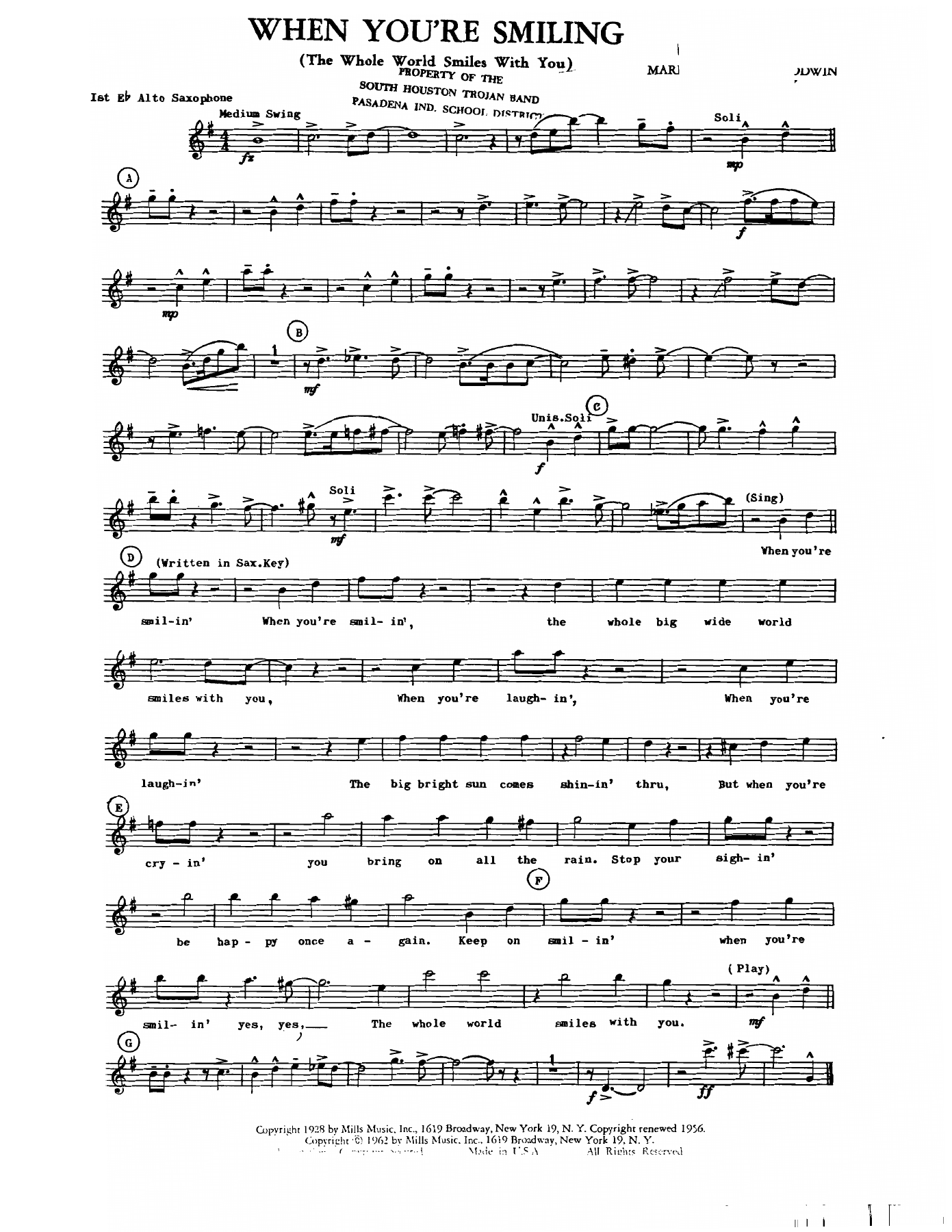 When You're Smiling (A.Dedrick) Vocal — sheet music cover (first page)