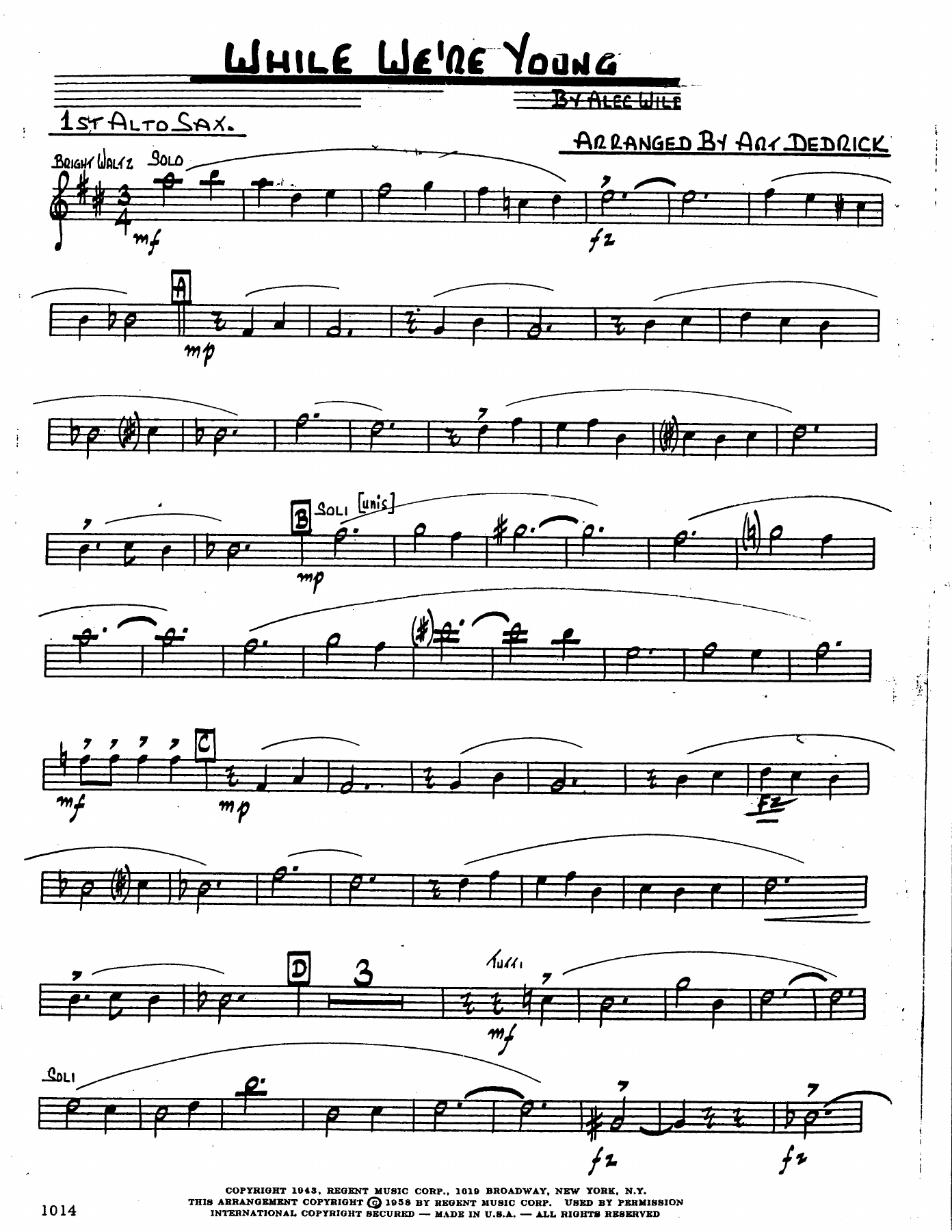 While We're Young — sheet music cover (first page)