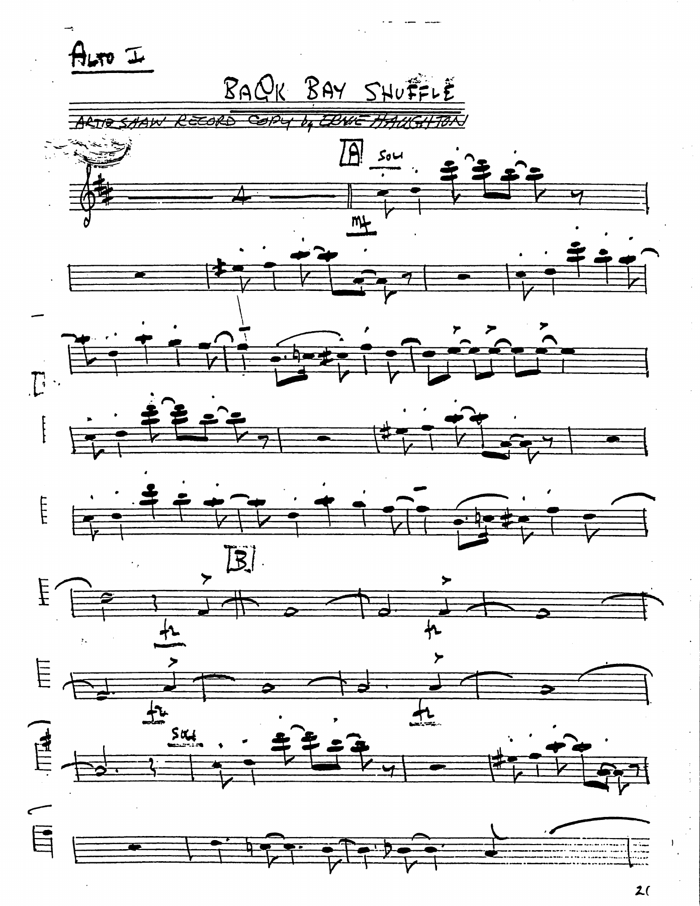 Back Bay Shuffle (E.Houghton) A.Shaw — Big Band sheet music arranged by Artie Shaw | Jazz Standard