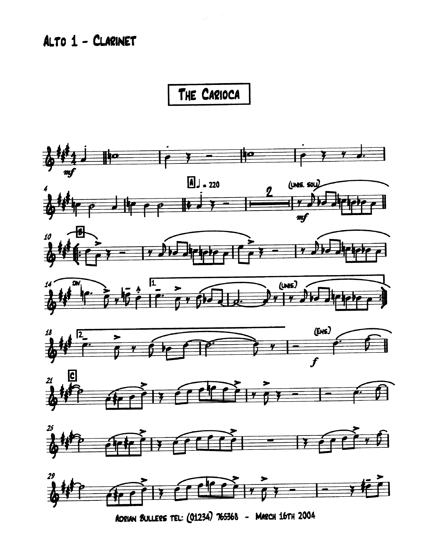 Carioca (J.Gray) A.Shaw — sheet music cover (first page)