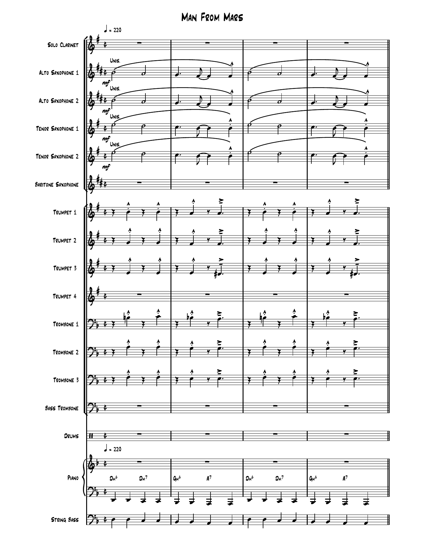 Man From Mars (A.Shaw) Clarinet Solo — Big Band sheet music arranged by Artie Shaw | Jazz Standard