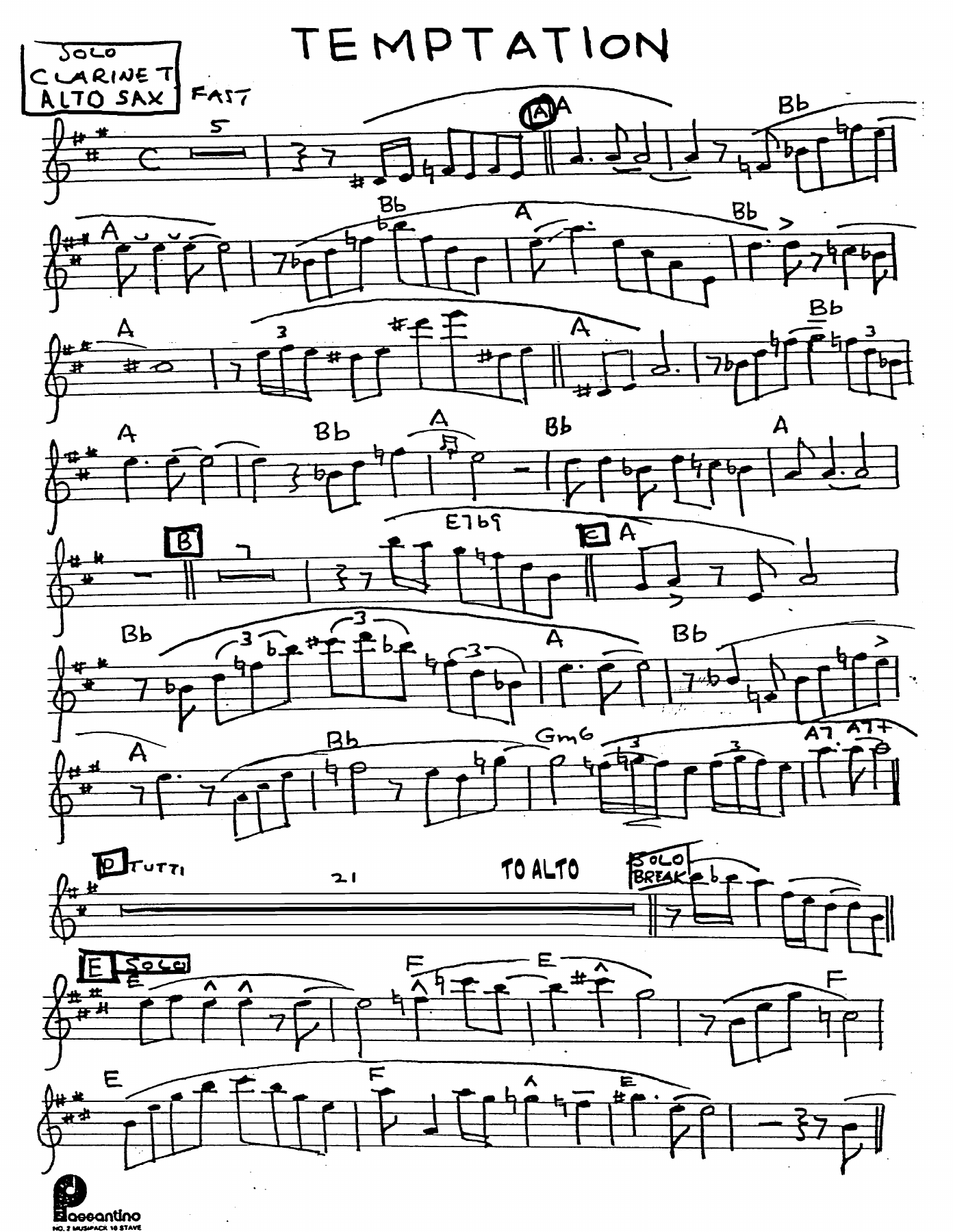 Temptation (A.Shaw) MP3 — Big Band sheet music arranged by Artie Shaw | Jazz Standard