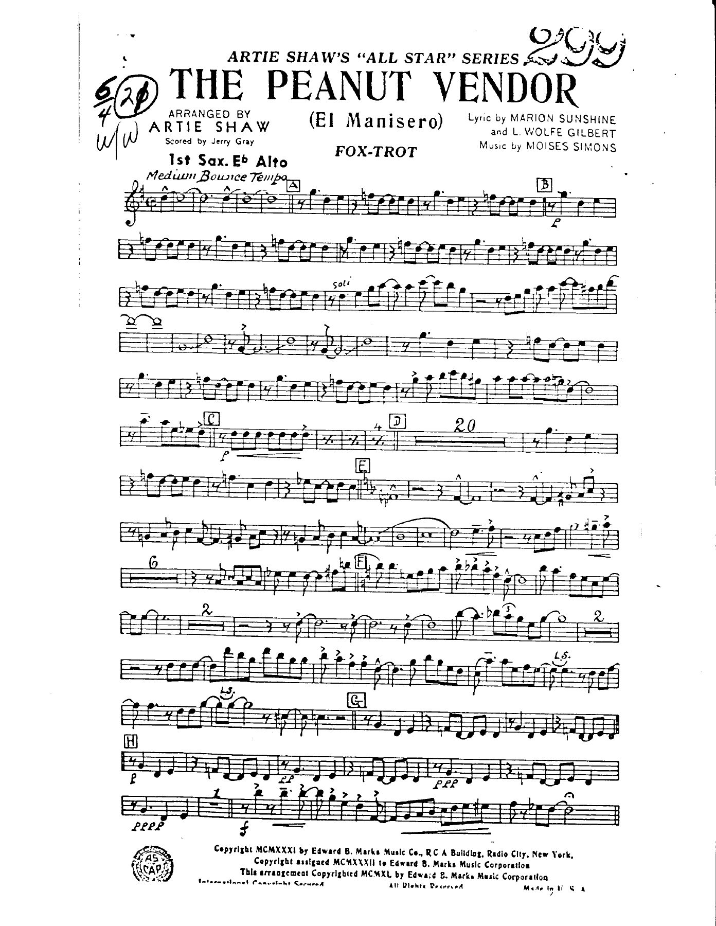The Peanut Vendor (A.Shaw) MP3 — sheet music cover (first page)