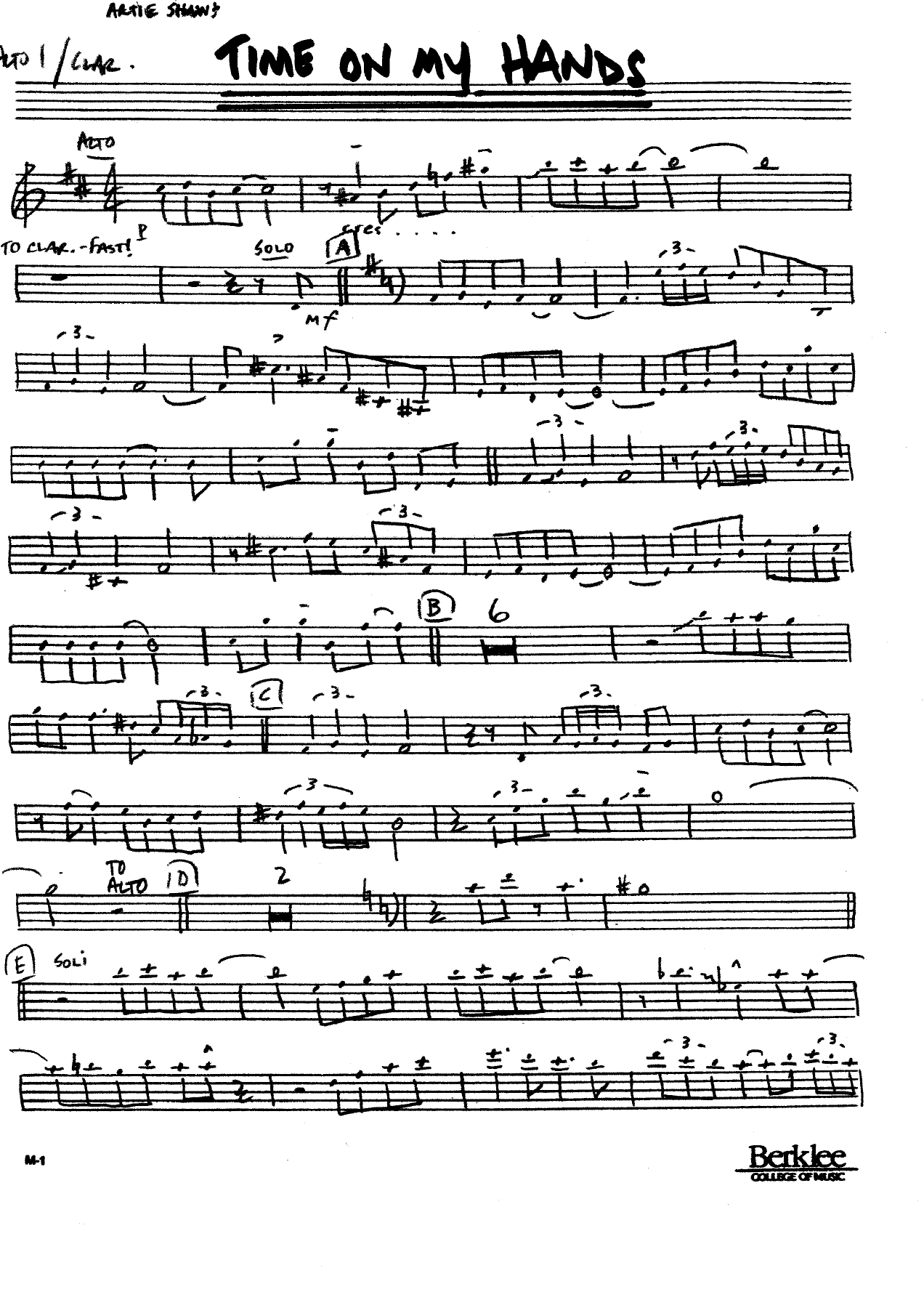 Time On My Hands (A.Shaw) MP3 — Big Band sheet music arranged by Artie Shaw | Jazz Standard