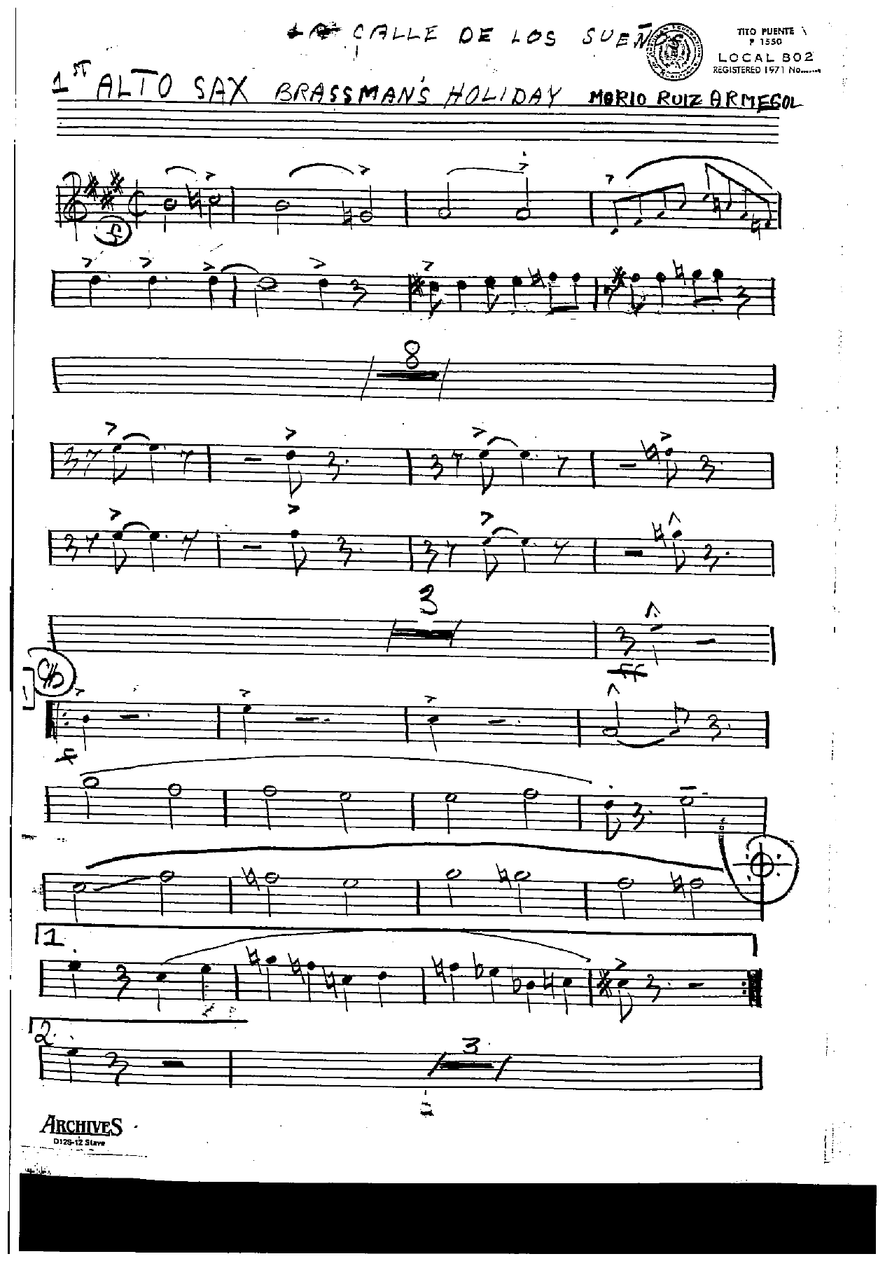 Brassman's Holiday — sheet music cover (first page)