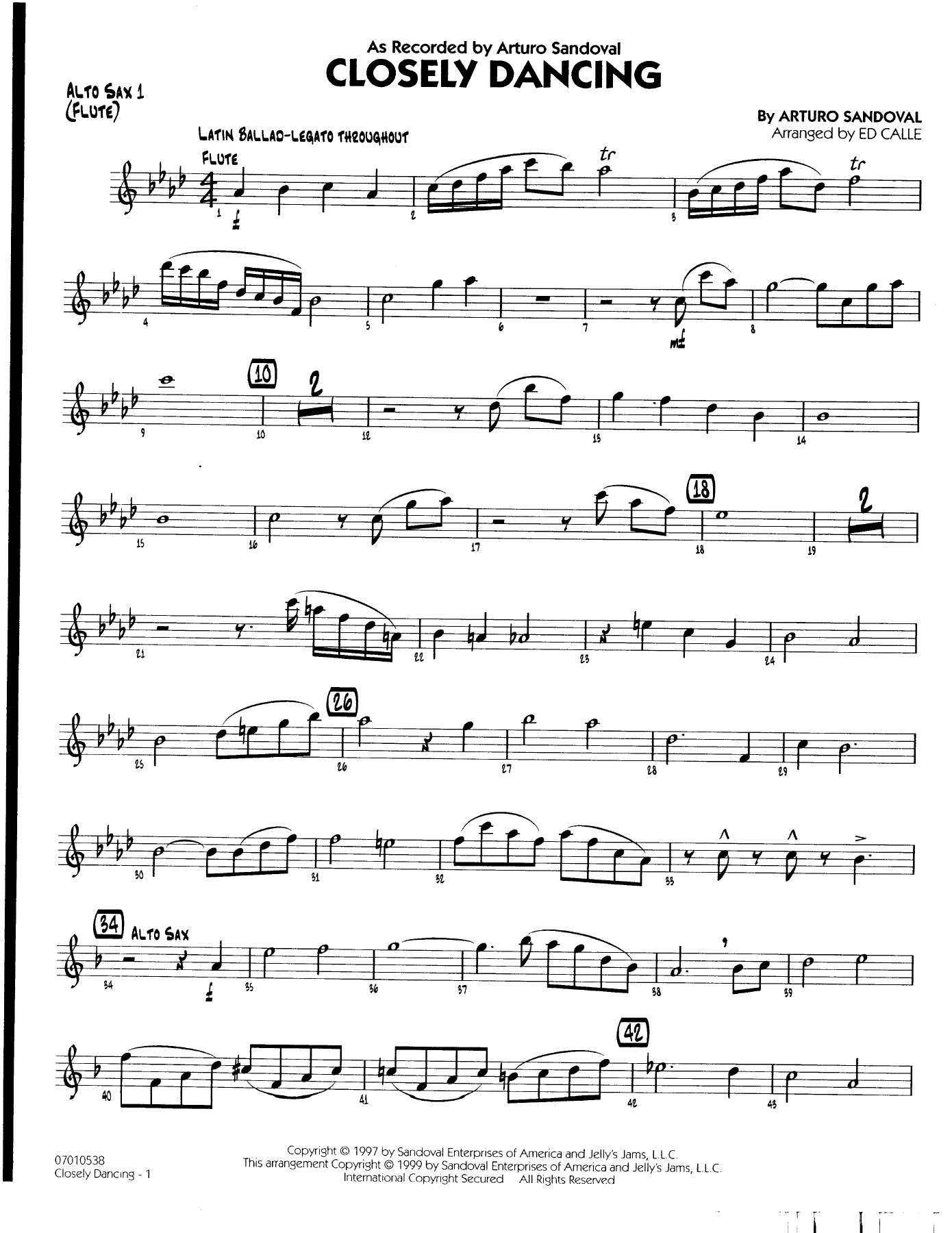 Closely Dancing (A.Sandoval) MP3 — sheet music cover (first page)