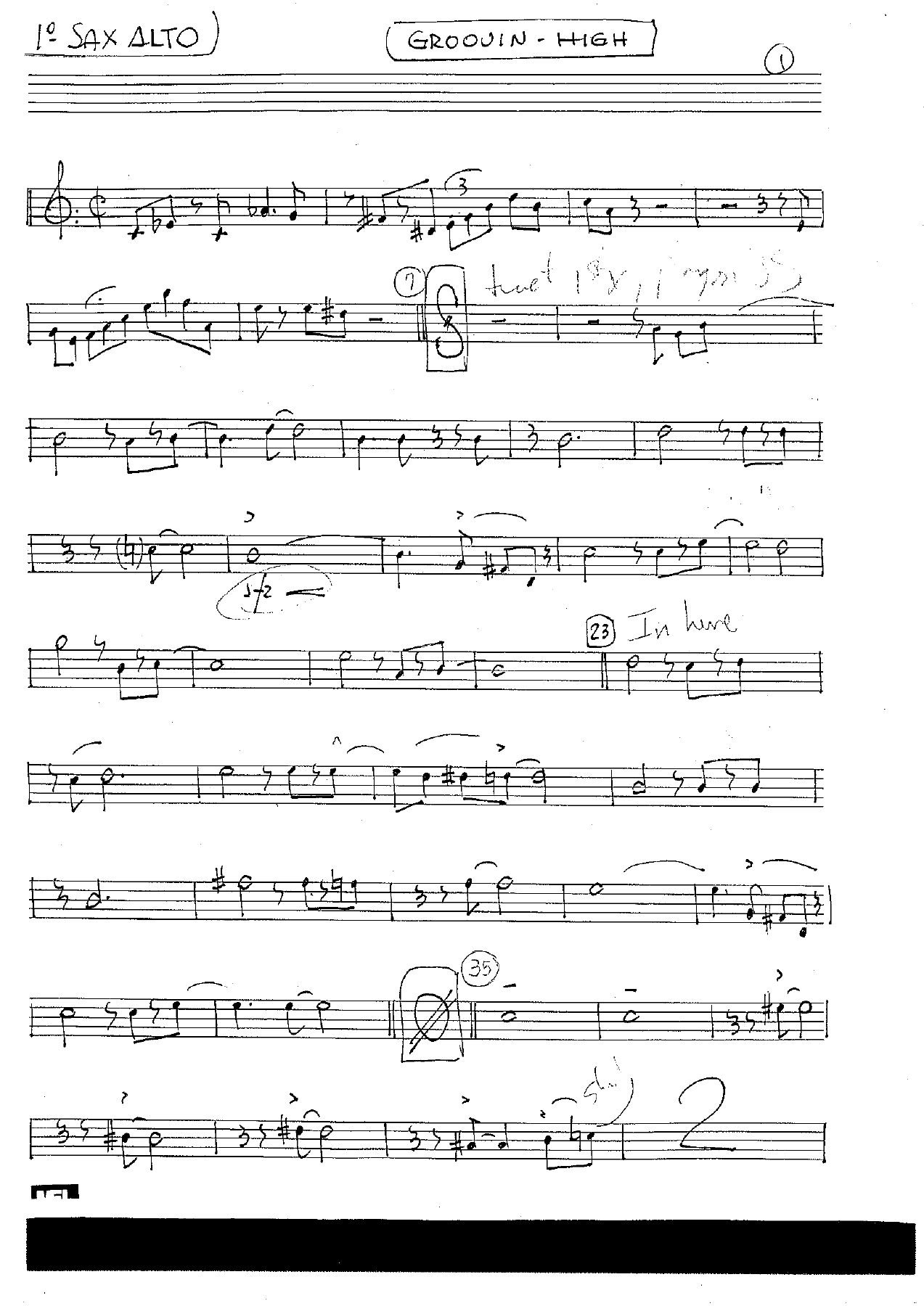 Groovin' High — sheet music cover (first page)