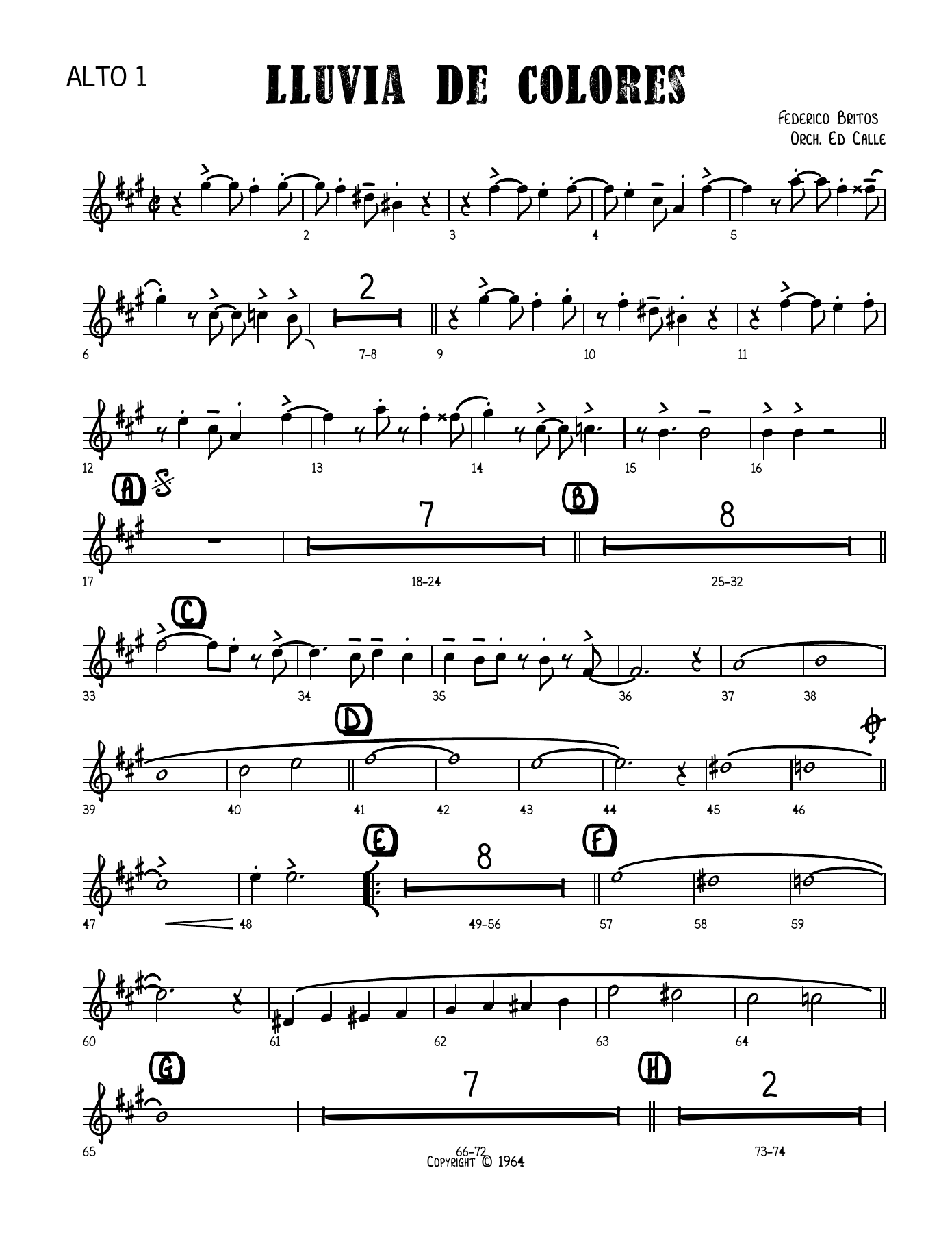 Lluvia De Colores — Big Band sheet music arranged by Ed Calle | Jazz Standard