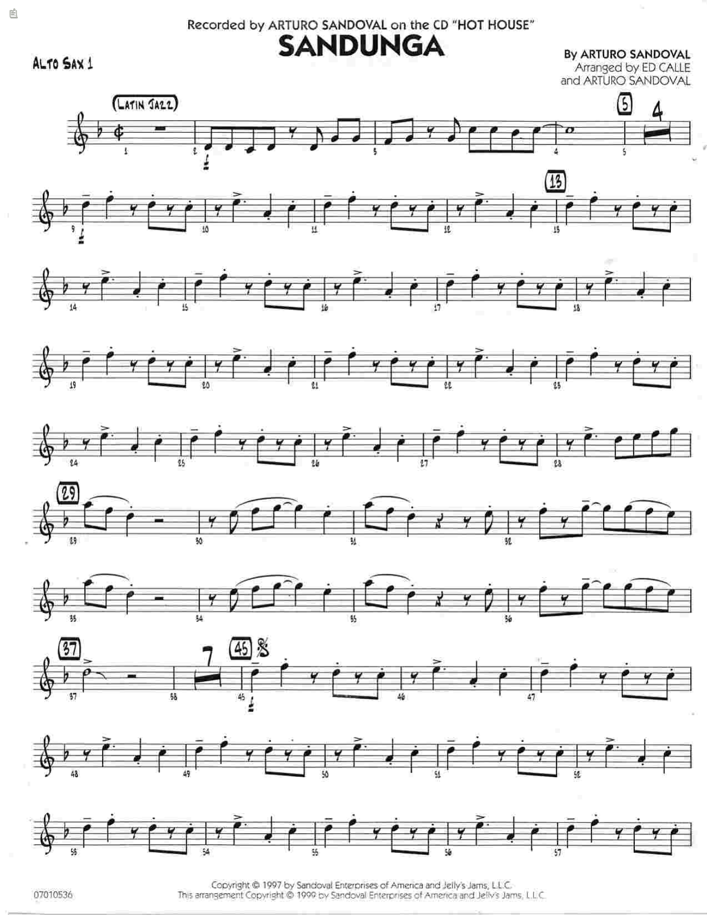 Sandunga (A.Sandoval) MP3 — Big Band sheet music arranged by Arturo Sandoval-Ed Calle | Jazz Standard