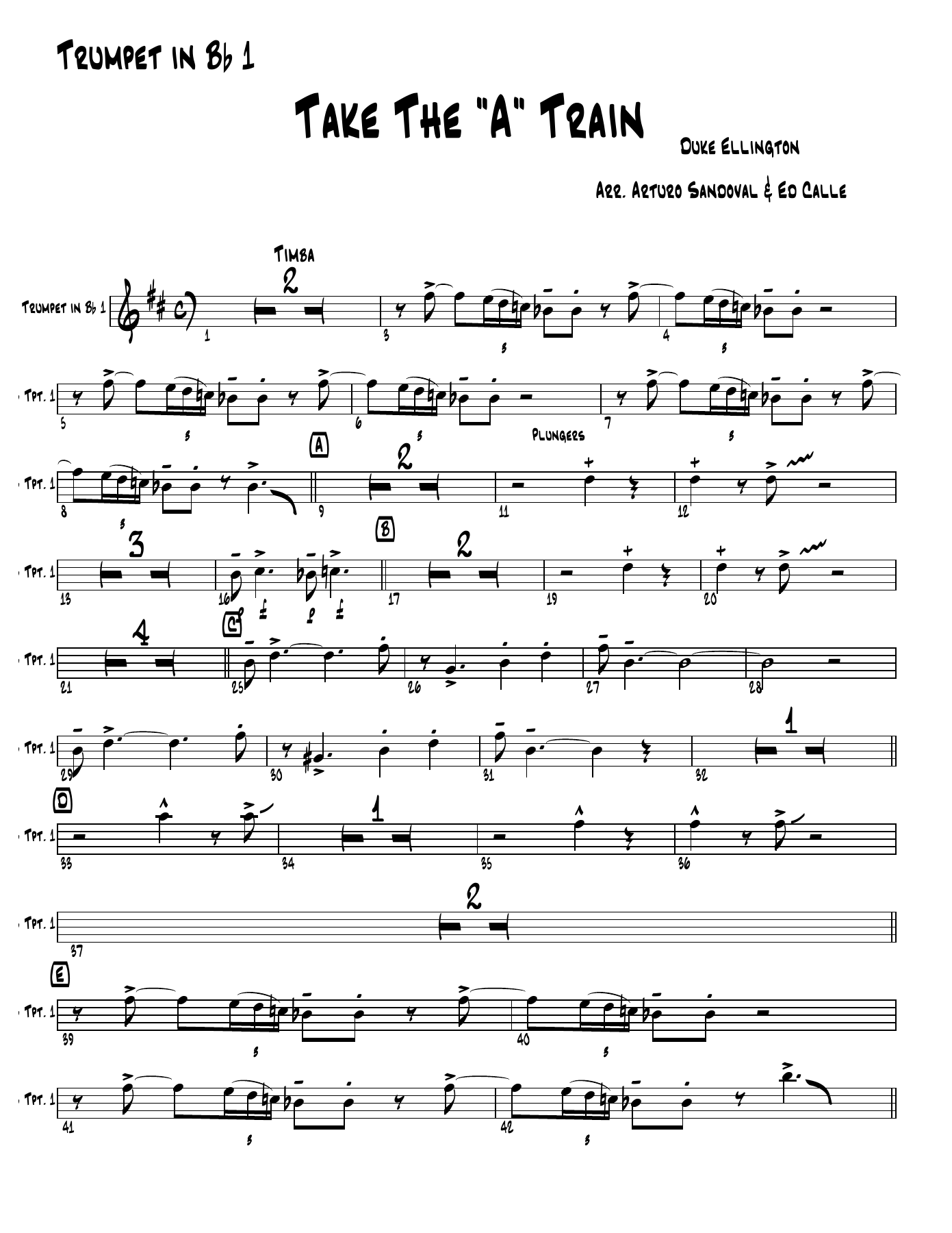 Take The A Train — sheet music cover (first page)