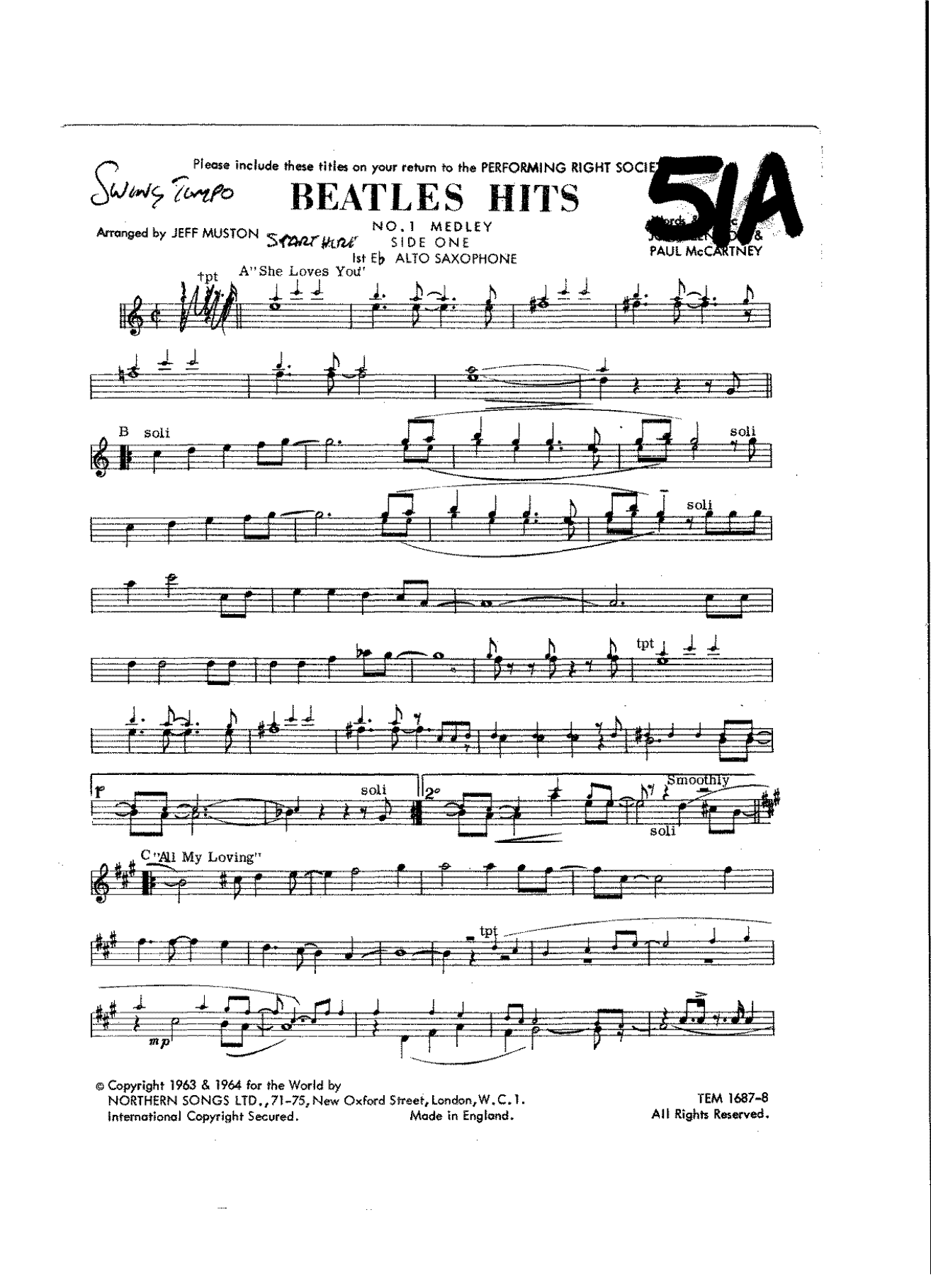 Beatles Hits Medley — sheet music cover (first page)