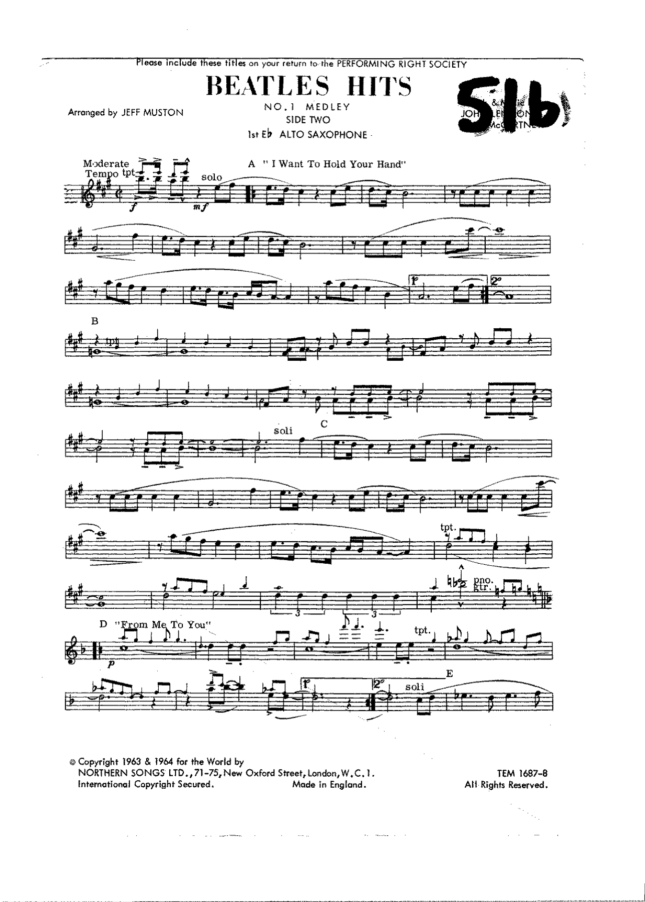 Beatles Hits Medley 2 — sheet music cover (first page)