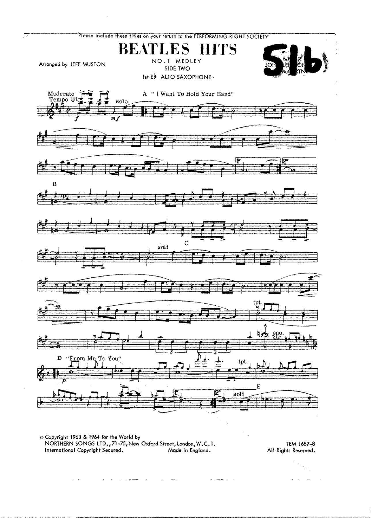 Beatles Hits Pt 2 (J.Muston) Beatles — Big Band sheet music arranged by Beatles | Jazz Standard