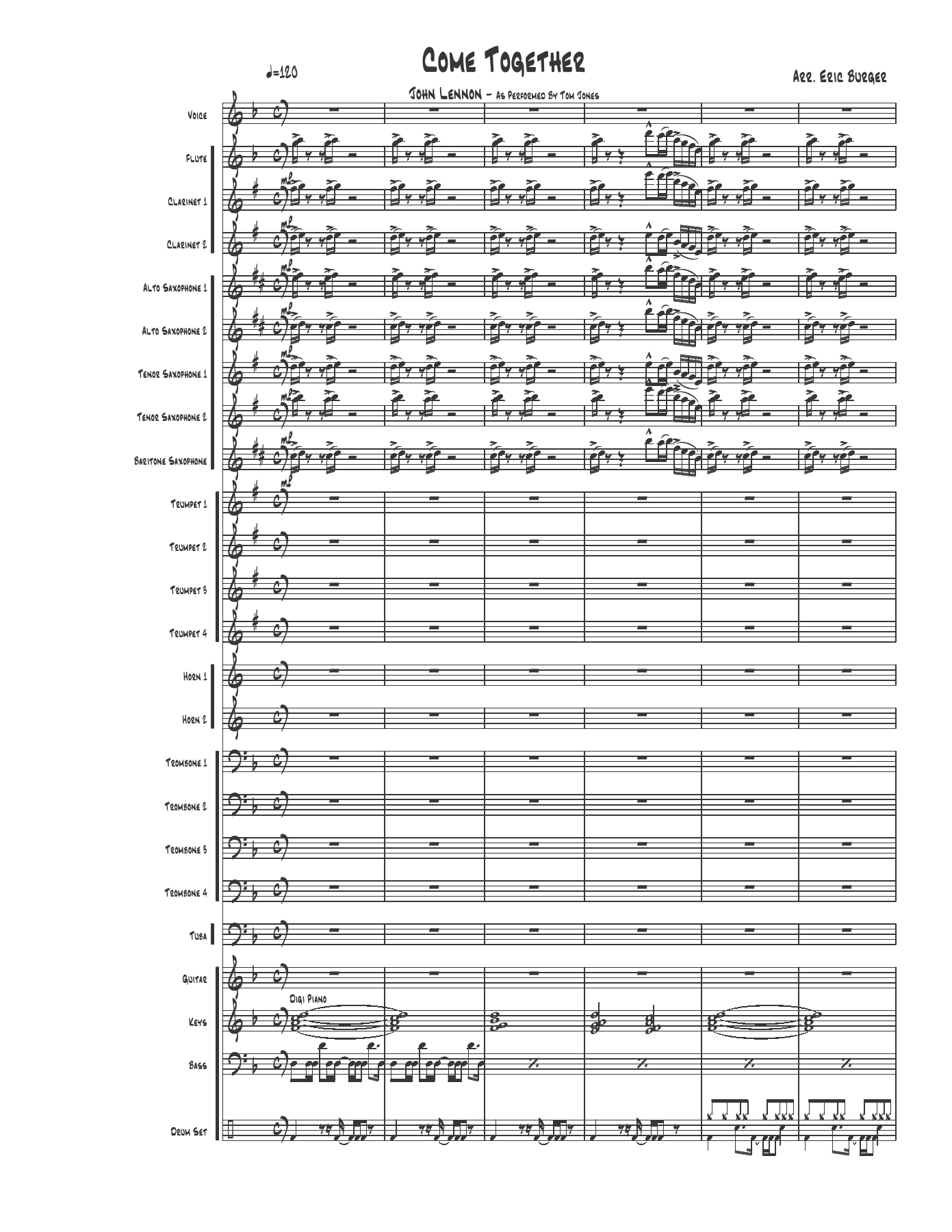 Come Together (E.Burger) Beatles.Dm — Big Band sheet music arranged by T.Jones | Jazz Standard