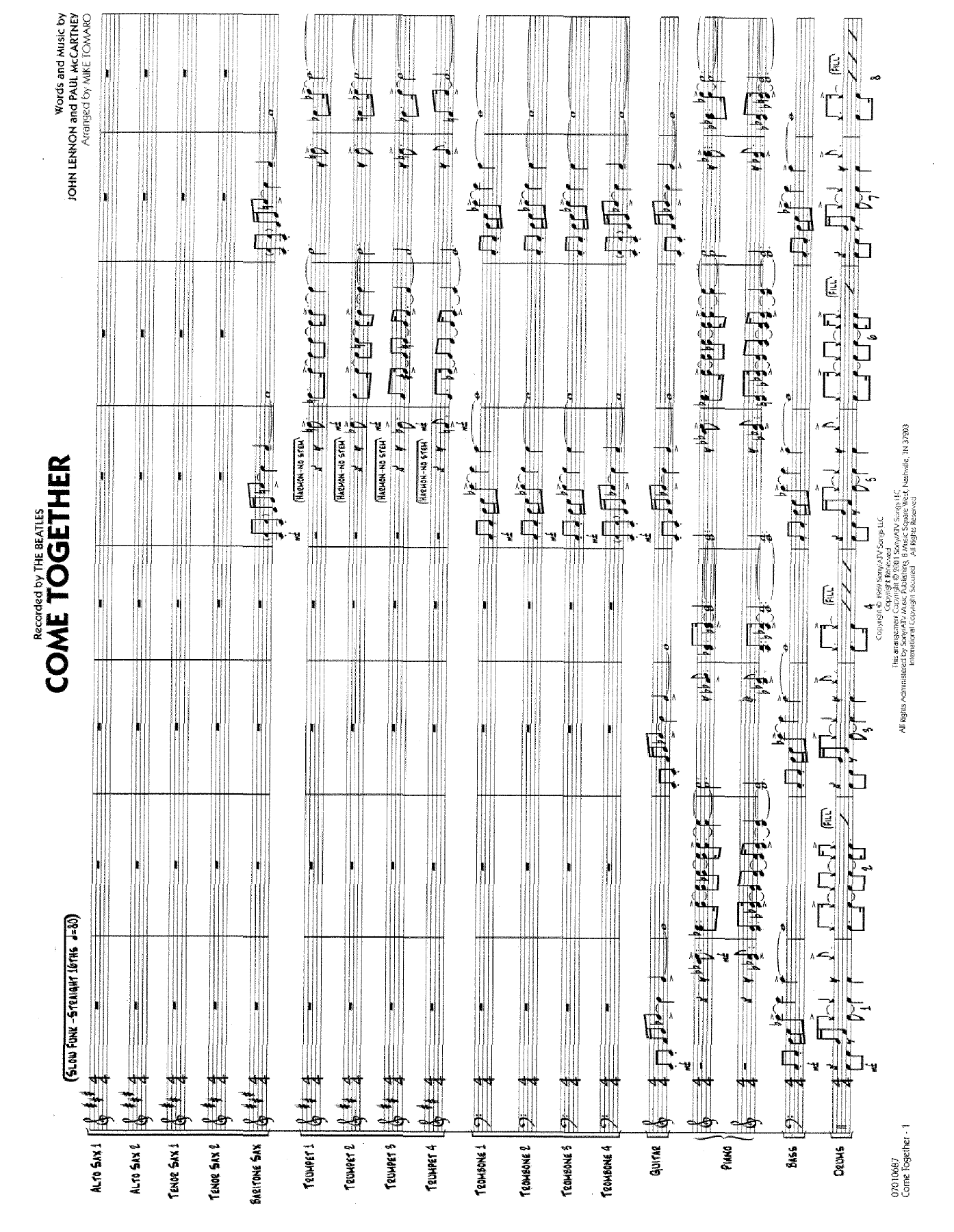 Come Together (M.Tomaro) Beatles — Big Band sheet music arranged by Beatles | Jazz Standard