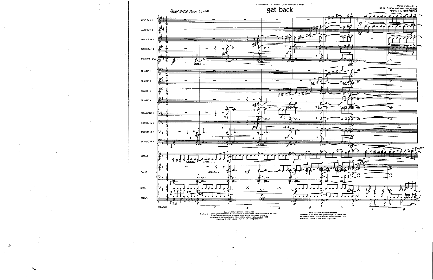 Get Back (S.Wright) Beatles — sheet music cover (first page)