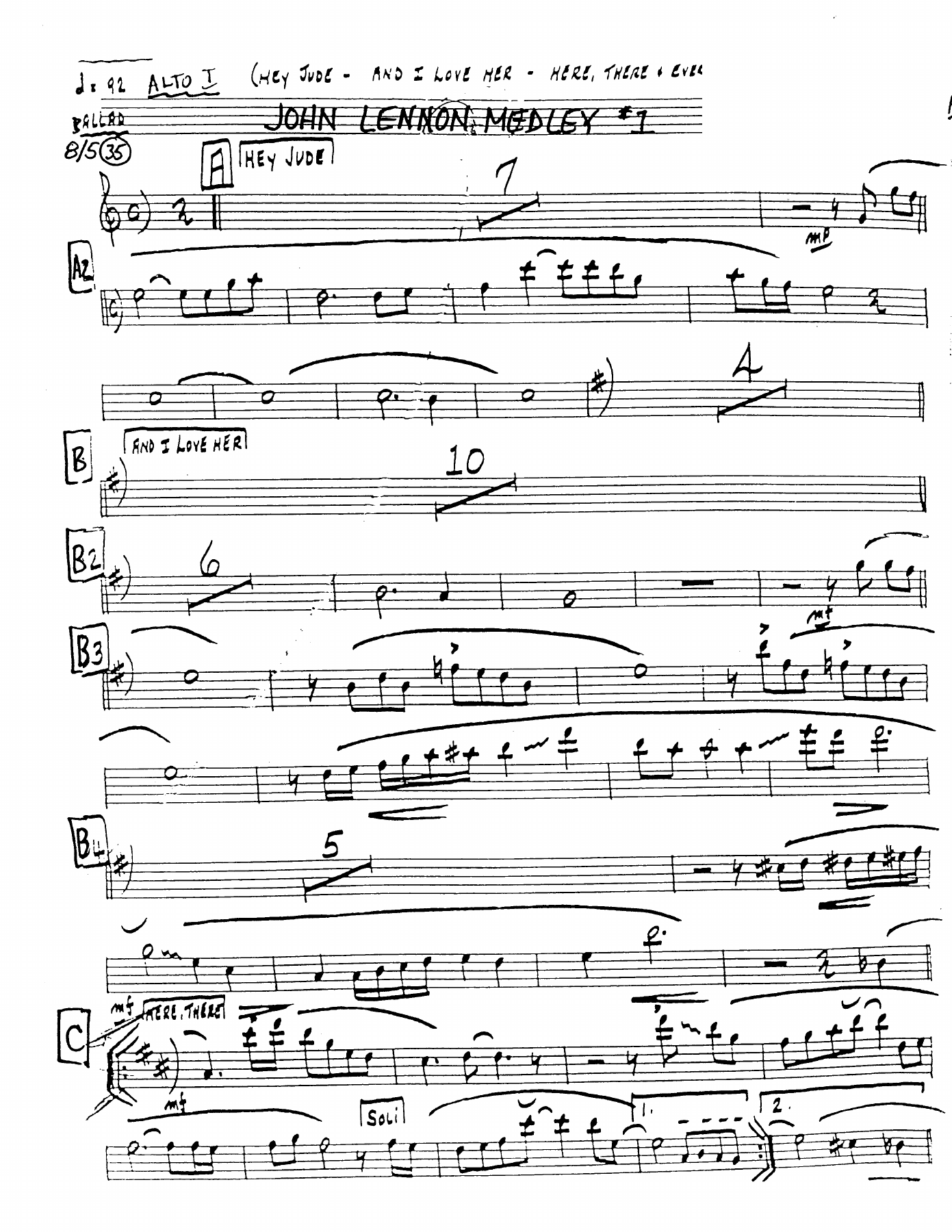 John Lennon Medley — sheet music cover (first page)