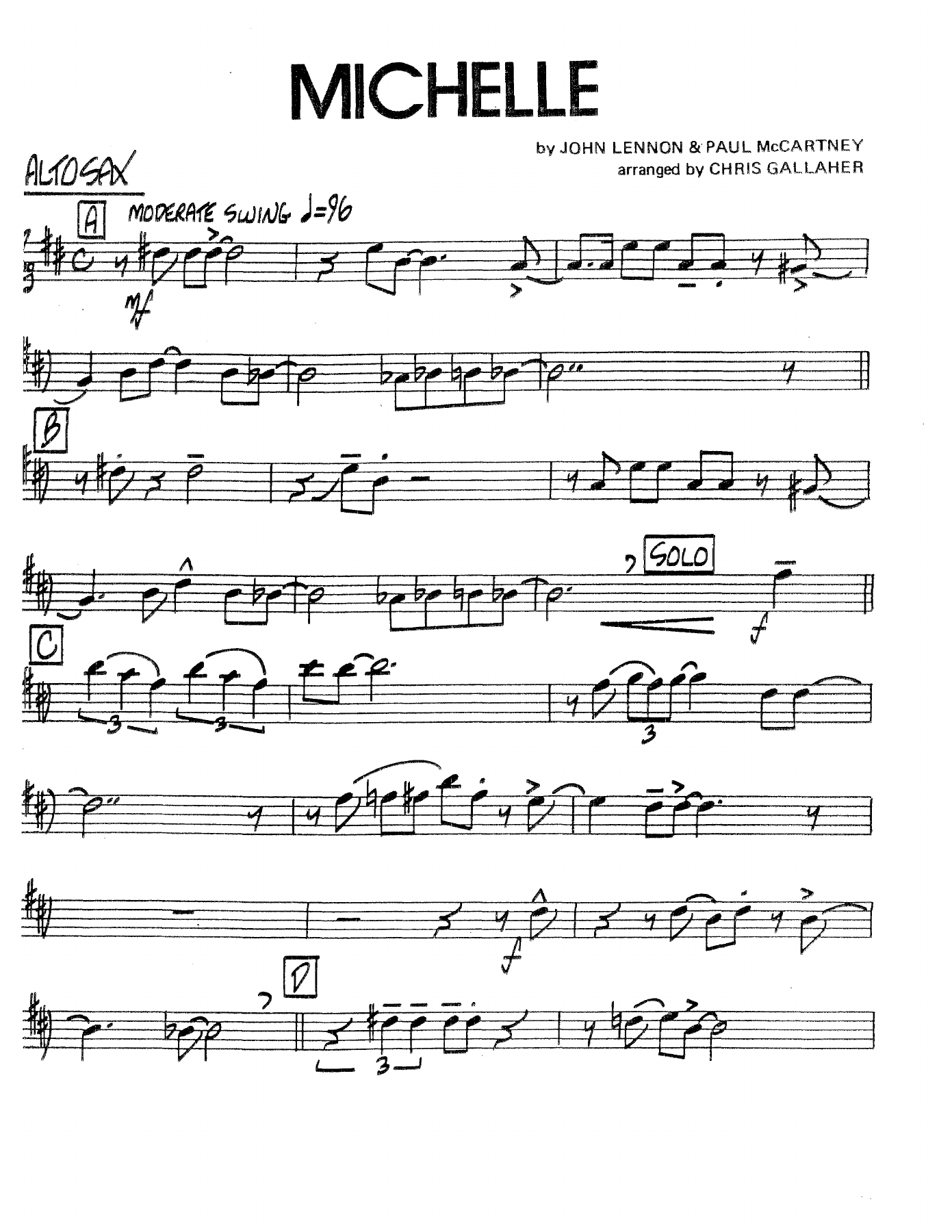 Michelle (C.Gallagher) Beatles — sheet music cover (first page)