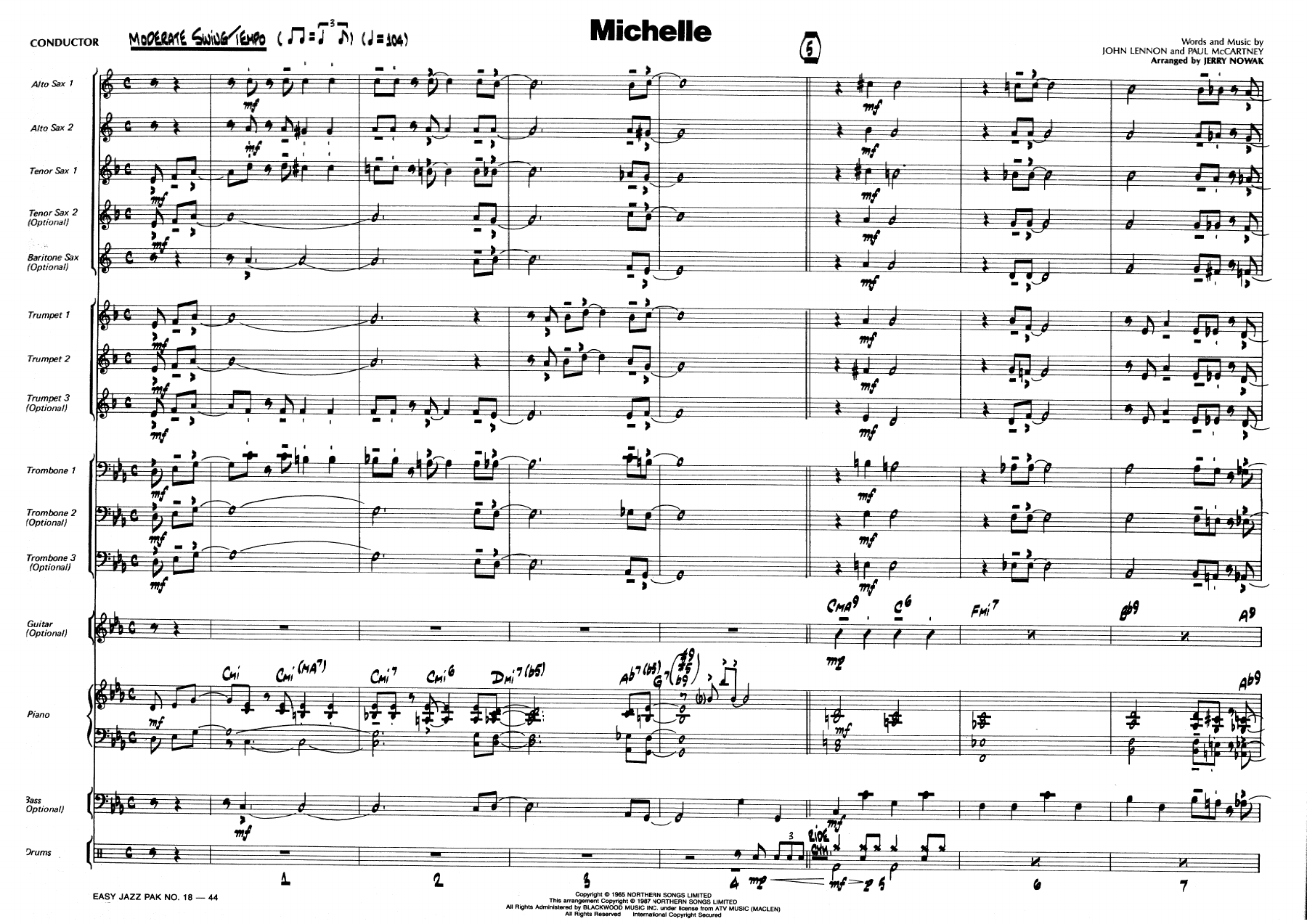 Michelle (J.Nowak) Beatles — Big Band sheet music arranged by Beatles | Jazz Standard