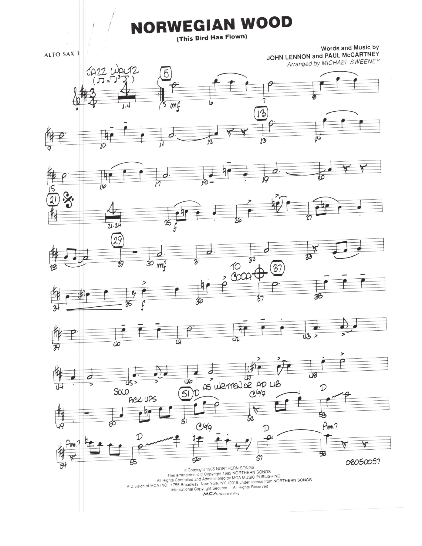 Norwegian Wood — sheet music cover (first page)