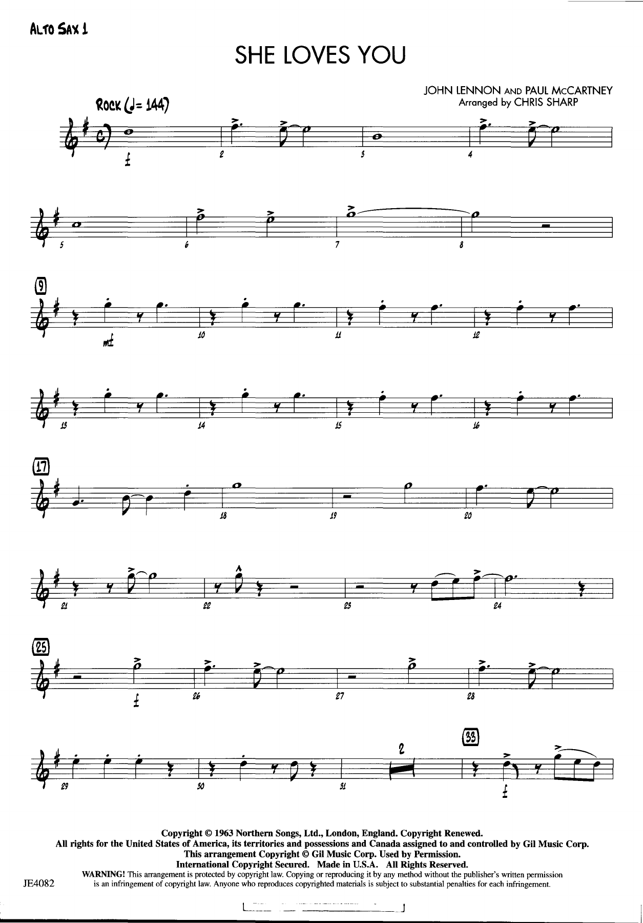 She Loves You (C.Sharp) Beatles — sheet music cover (first page)