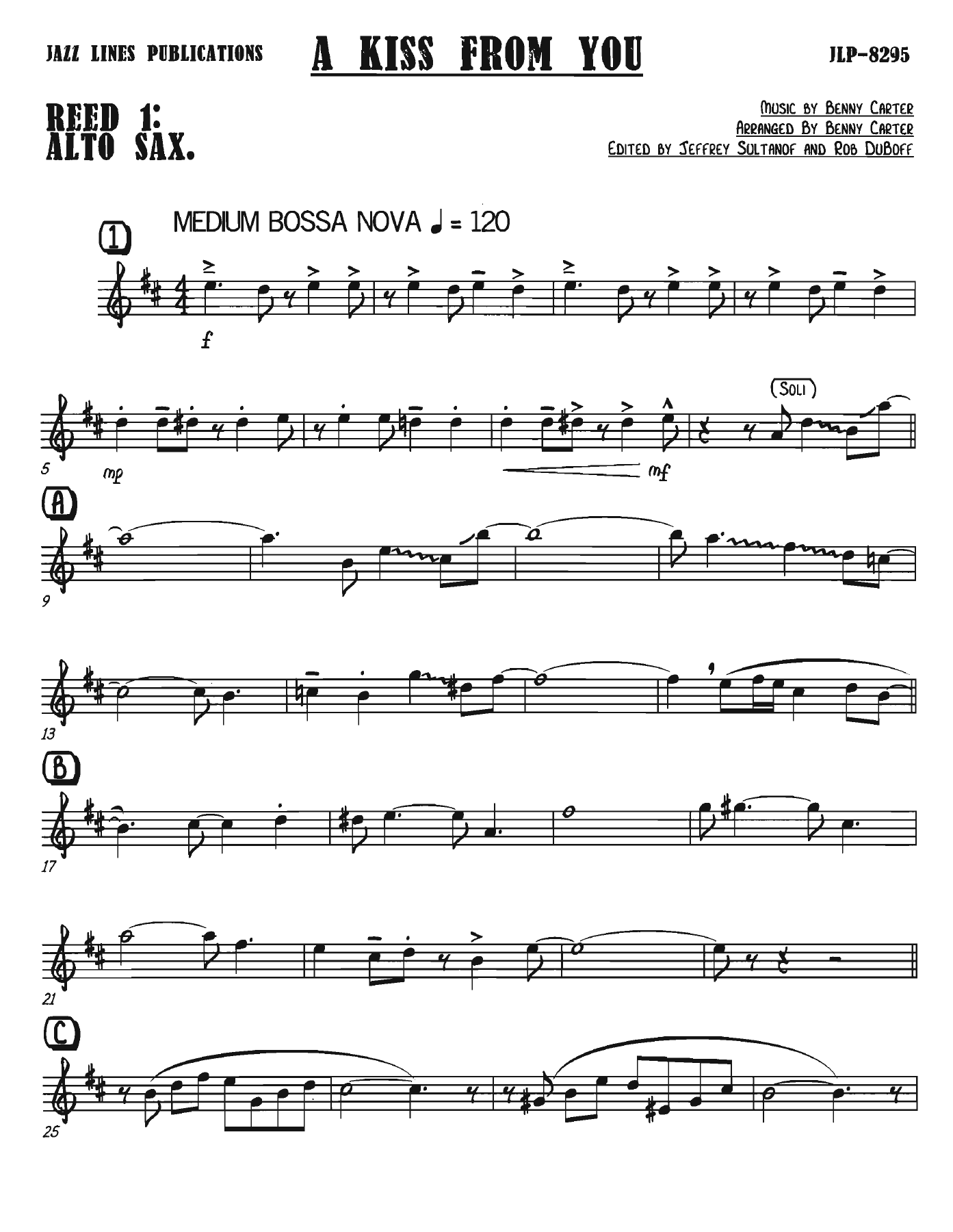 A Kiss From You — sheet music cover (first page)