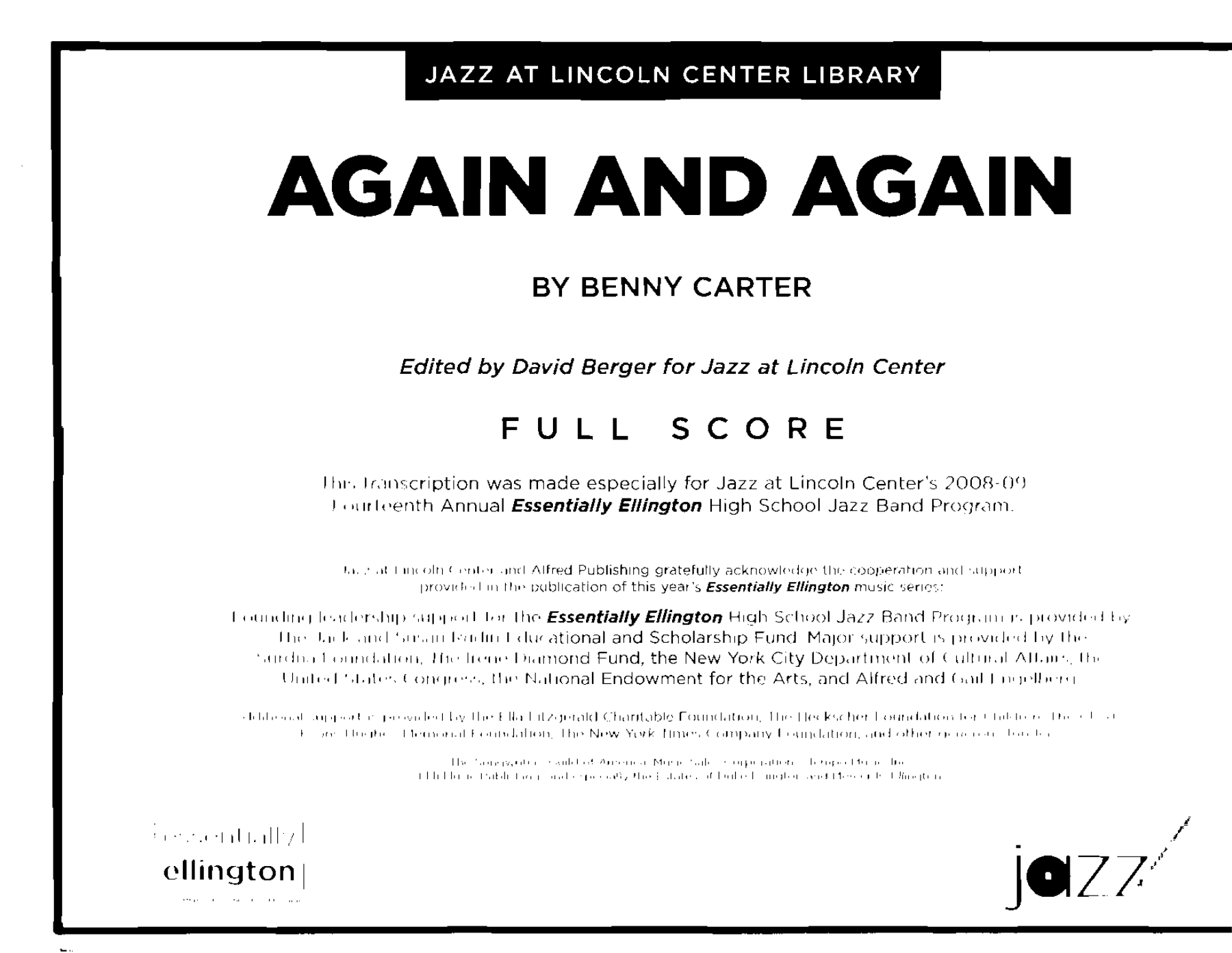 Again And Again (B.Carter) D.Berger — sheet music cover (first page)