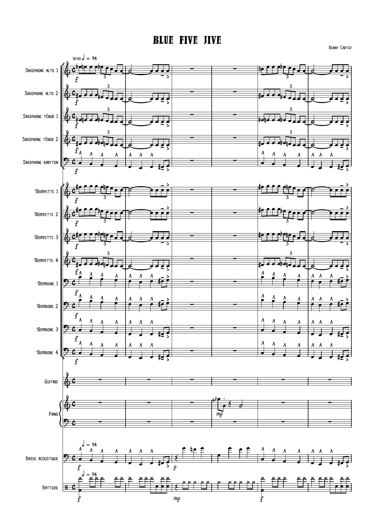 Blue Five Jive (B.Carter) 71 — sheet music cover (first page)