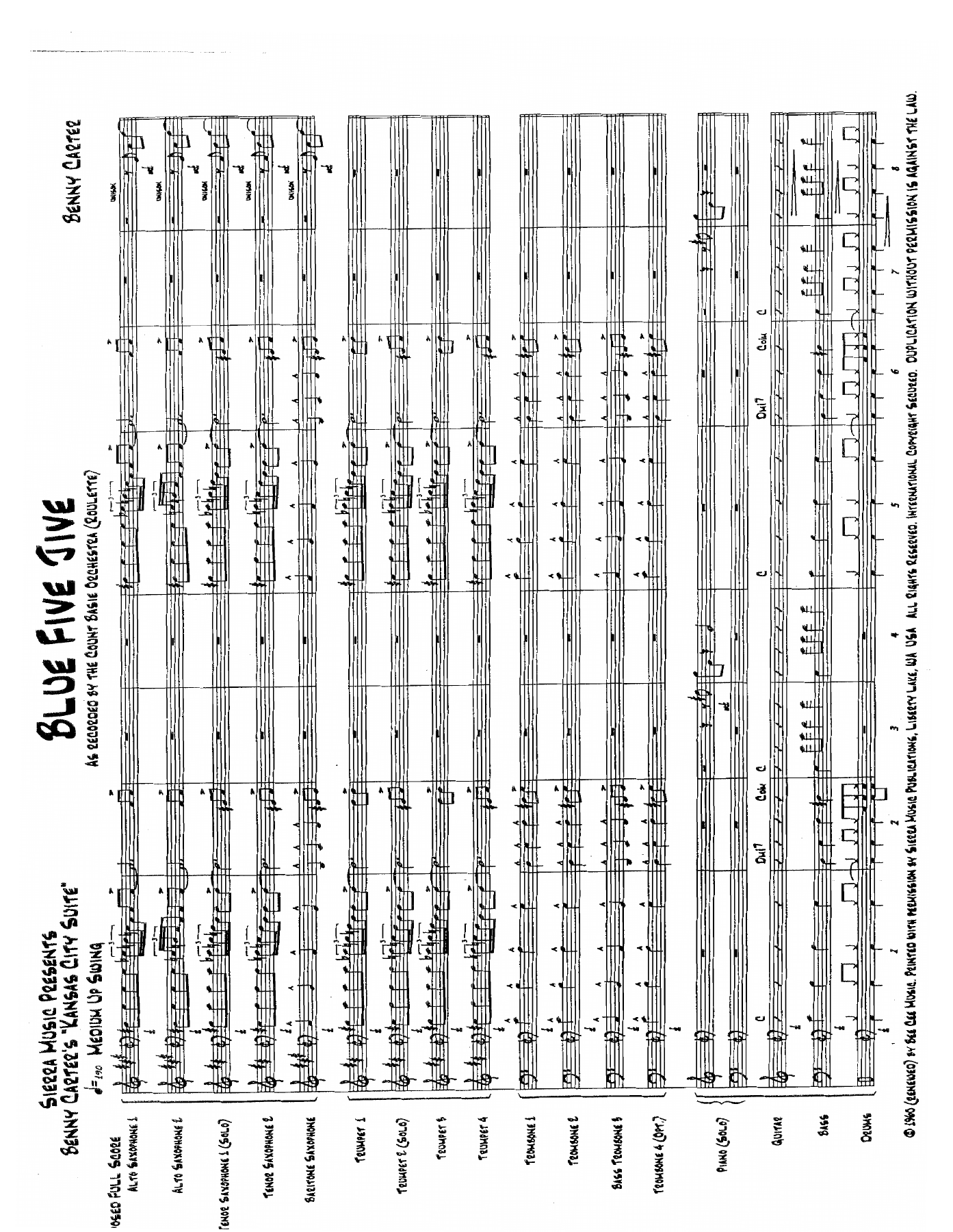 Blue Five Jive (B.Carter) MP3.86 — Big Band sheet music arranged by Benny Carter | Jazz Standard