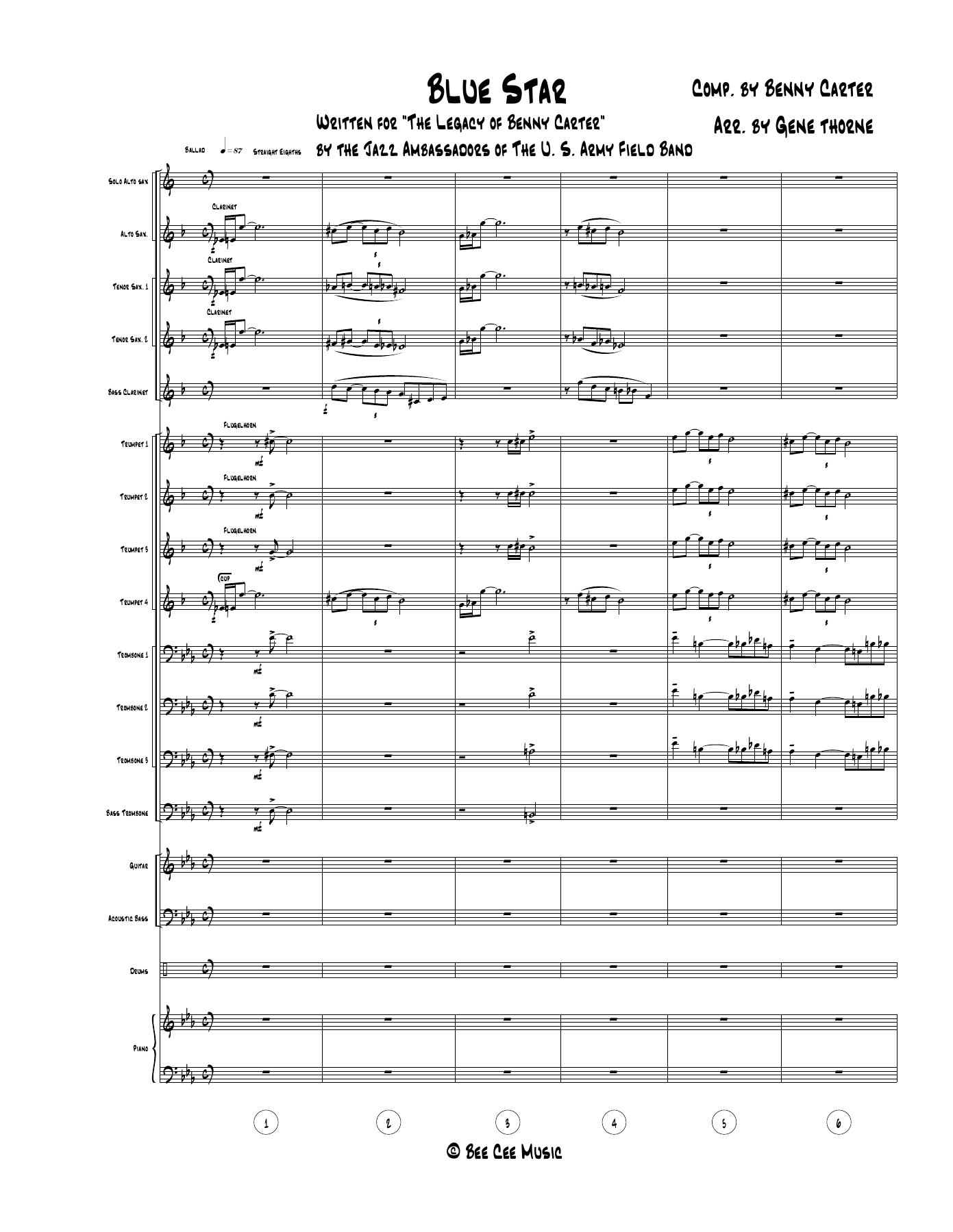 Blue Star (J.Thorne) B.Carter — Big Band sheet music arranged by Benny Carter | Jazz Standard