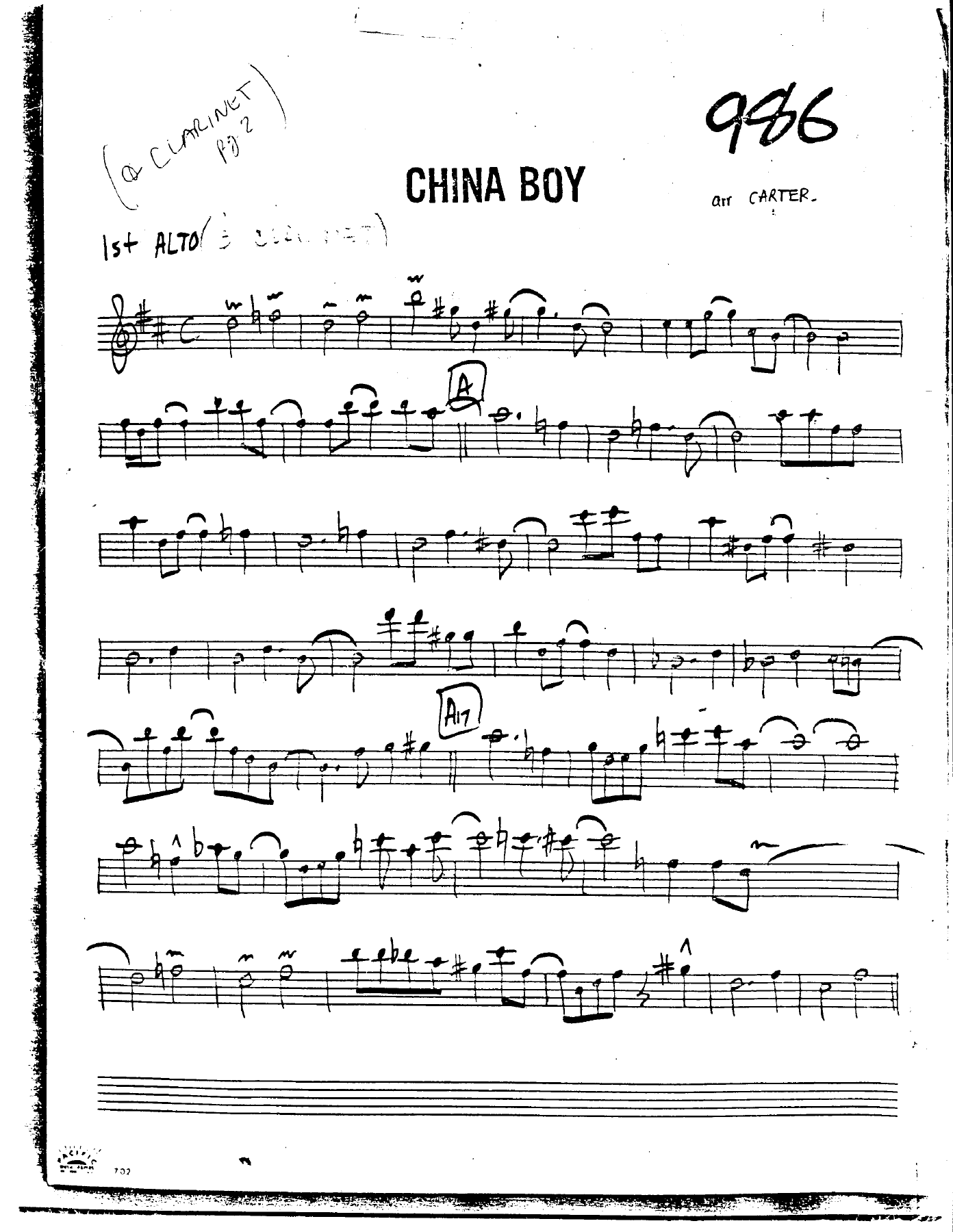 China Boy — Big Band sheet music arranged by B.Carter | Jazz Standard
