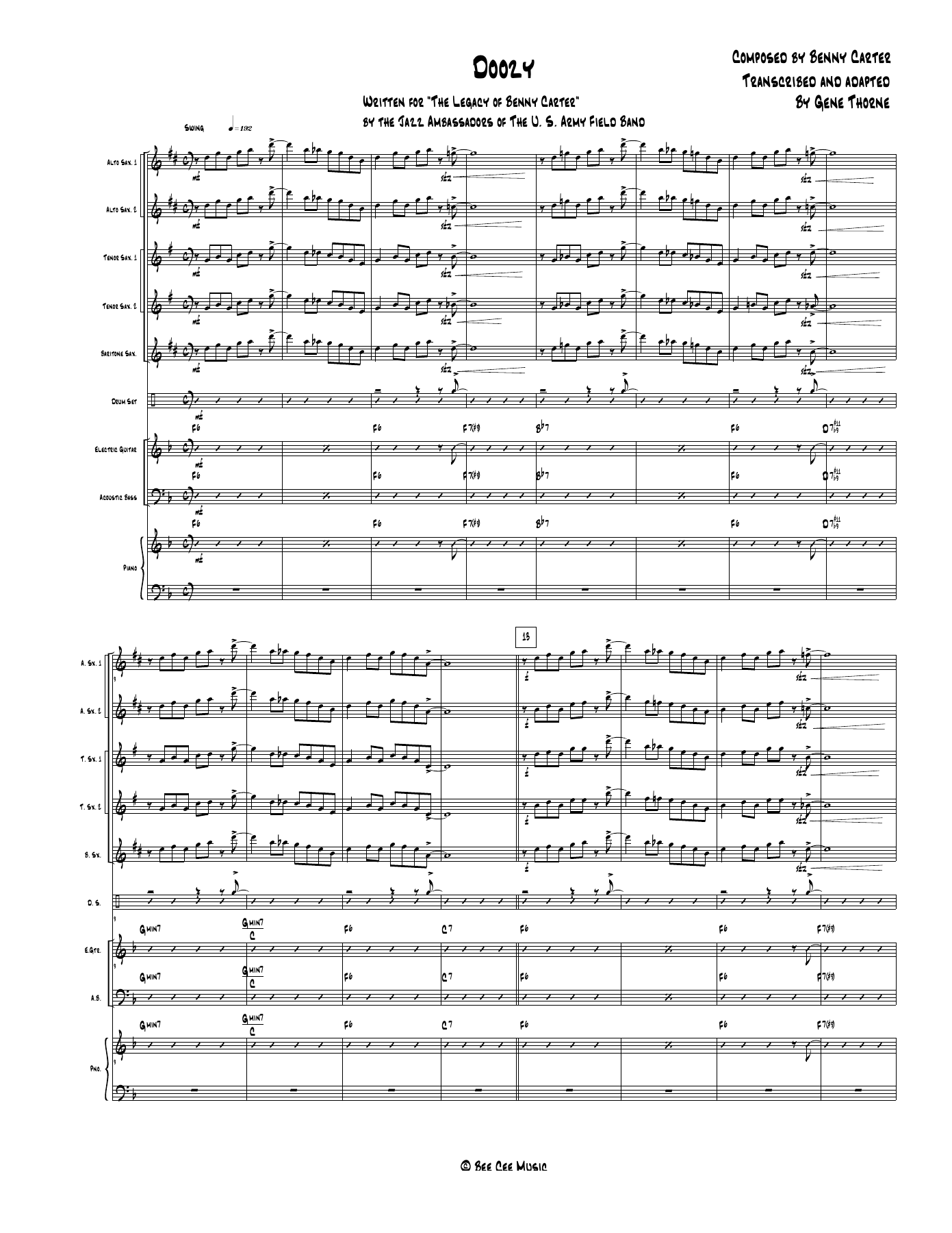 Doozy (B.Carter) MP3 + — sheet music cover (first page)
