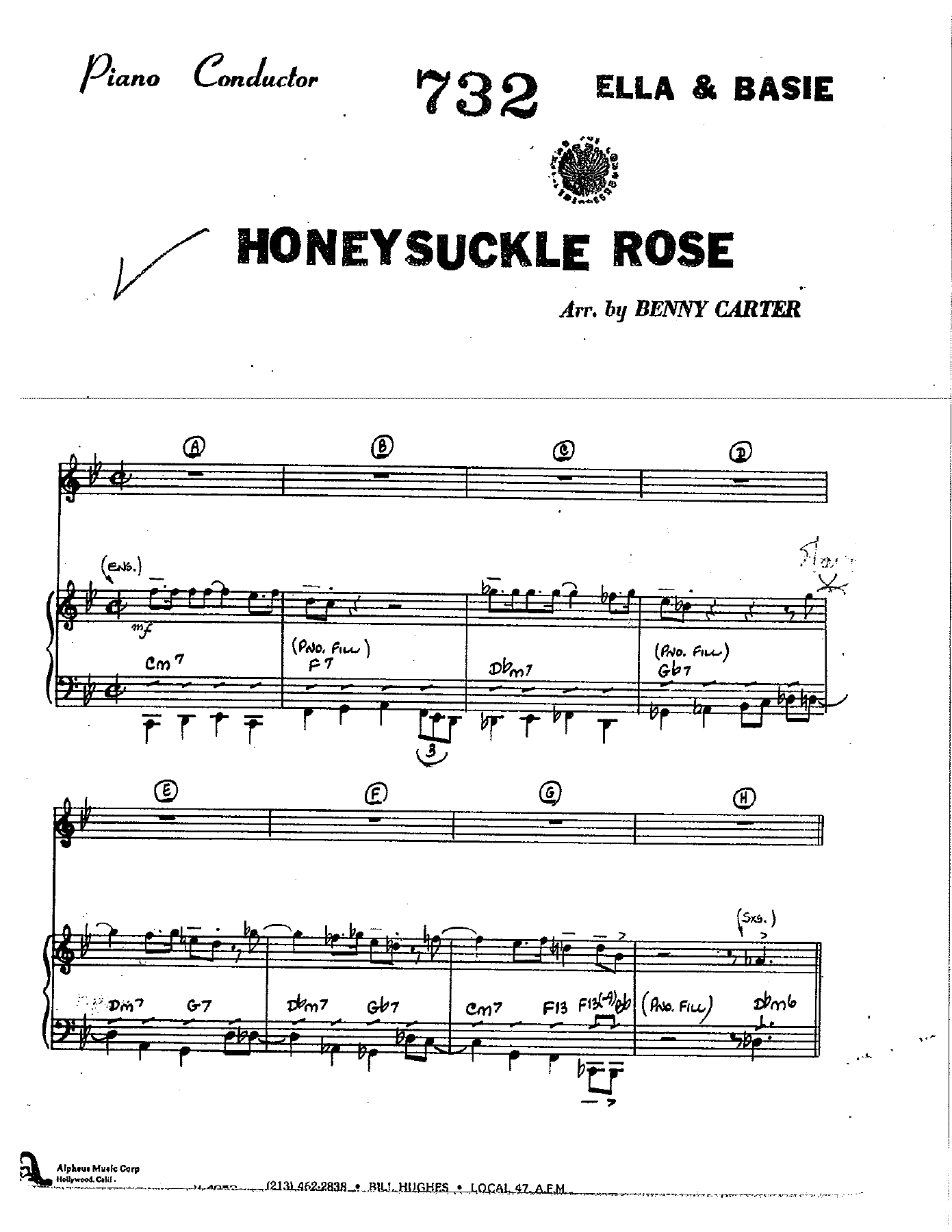 Honeysuckle Rose (B.Carter) Ella-Basie — Big Band sheet music arranged by Benny Carter | Jazz Standard