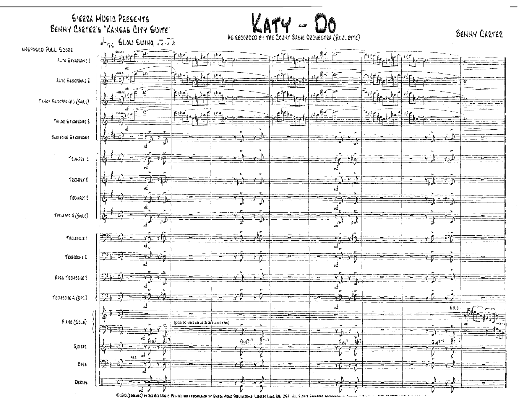 Katy-Do (B.Carter) C.Basie — sheet music cover (first page)