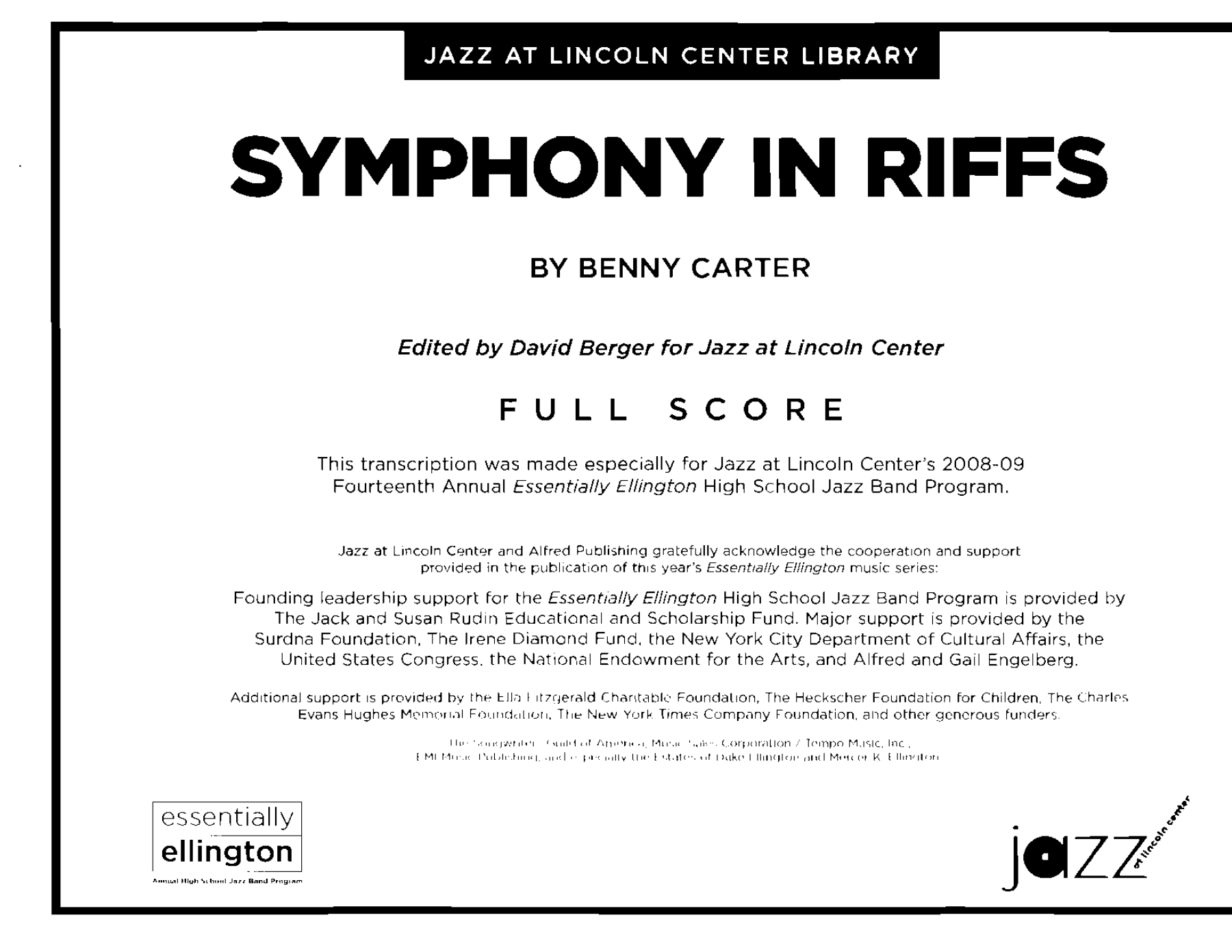 Symphony In Riffs (B.Carter) MP3 — sheet music cover (first page)