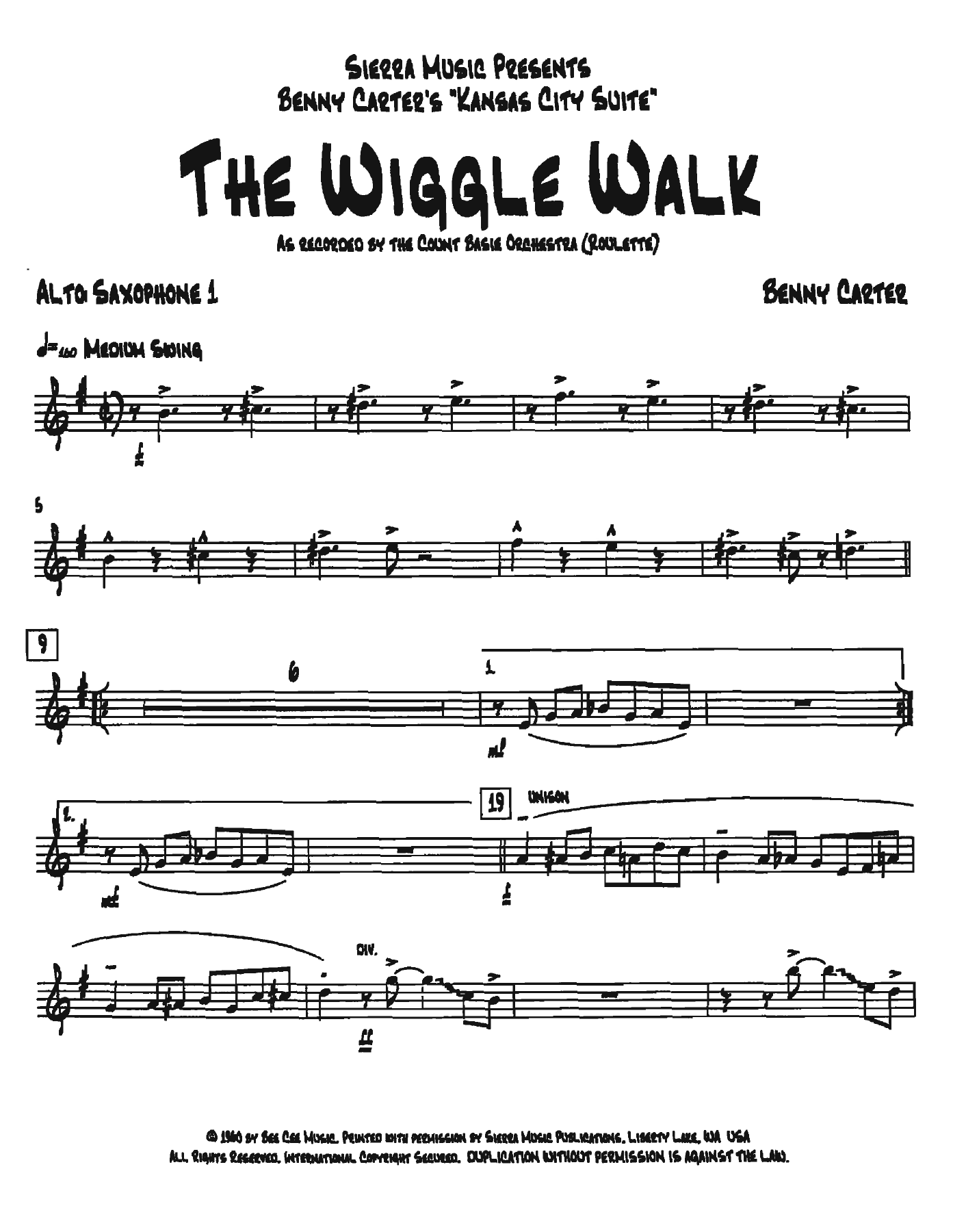 The Wiggle Walk — Big Band sheet music arranged by B.Carter | Jazz Standard