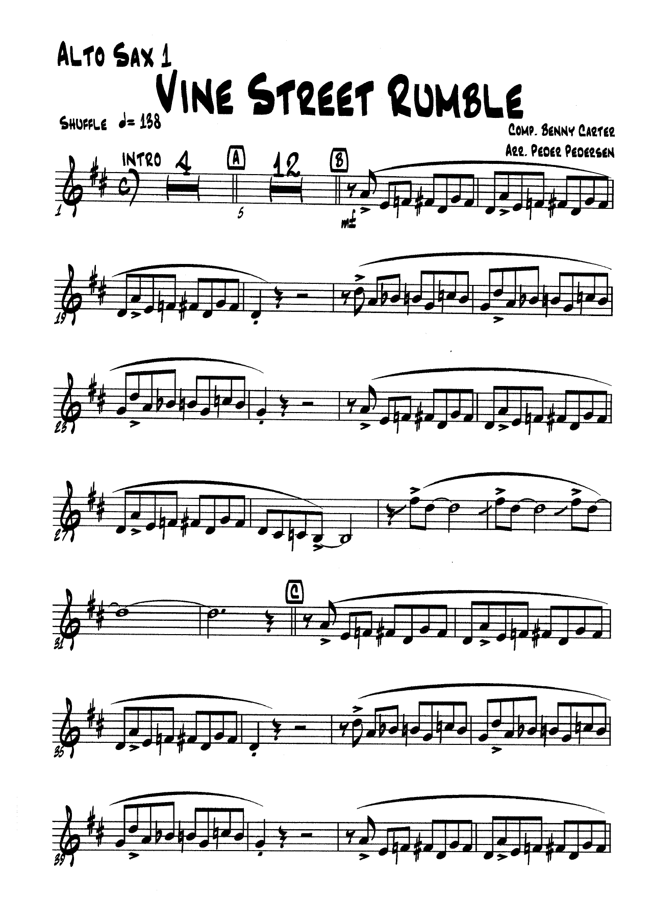 Vine Street Rumble (P.Pedersen) MP3 — Big Band sheet music arranged by Benny Carter | Jazz Standard