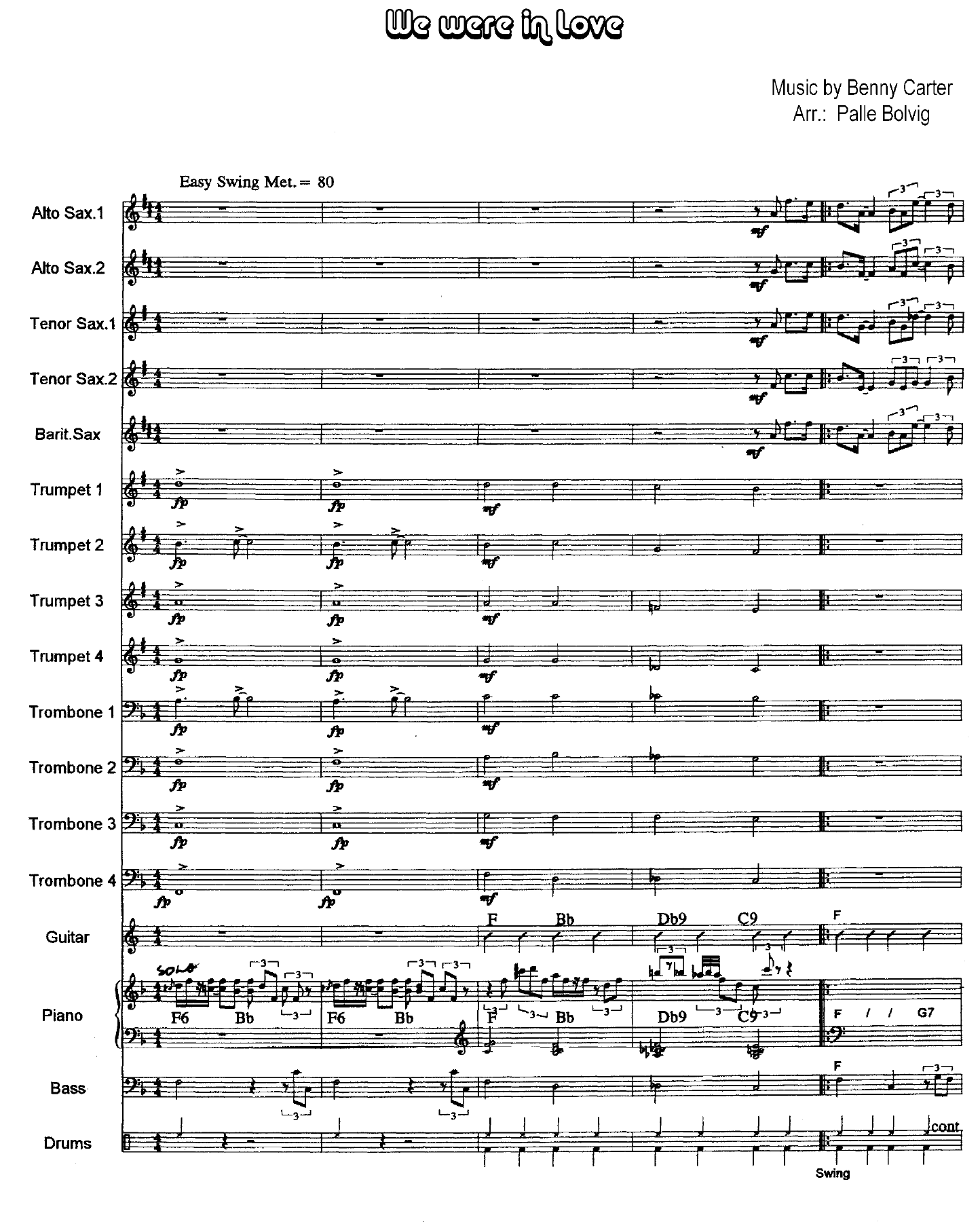 We  Were In Love — Big Band sheet music arranged by B.Carter | Jazz Standard