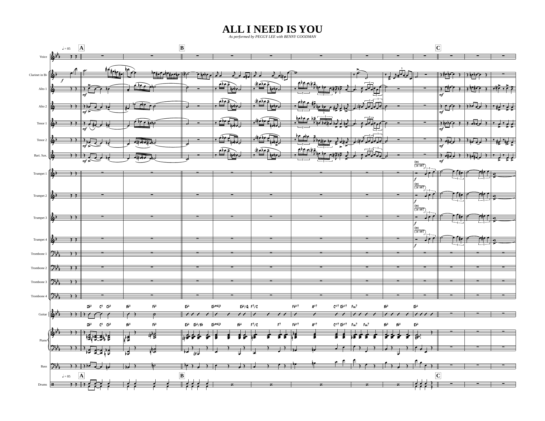 All I Need Is You (B.Goodman Peggy Lee) MP3 — sheet music preview