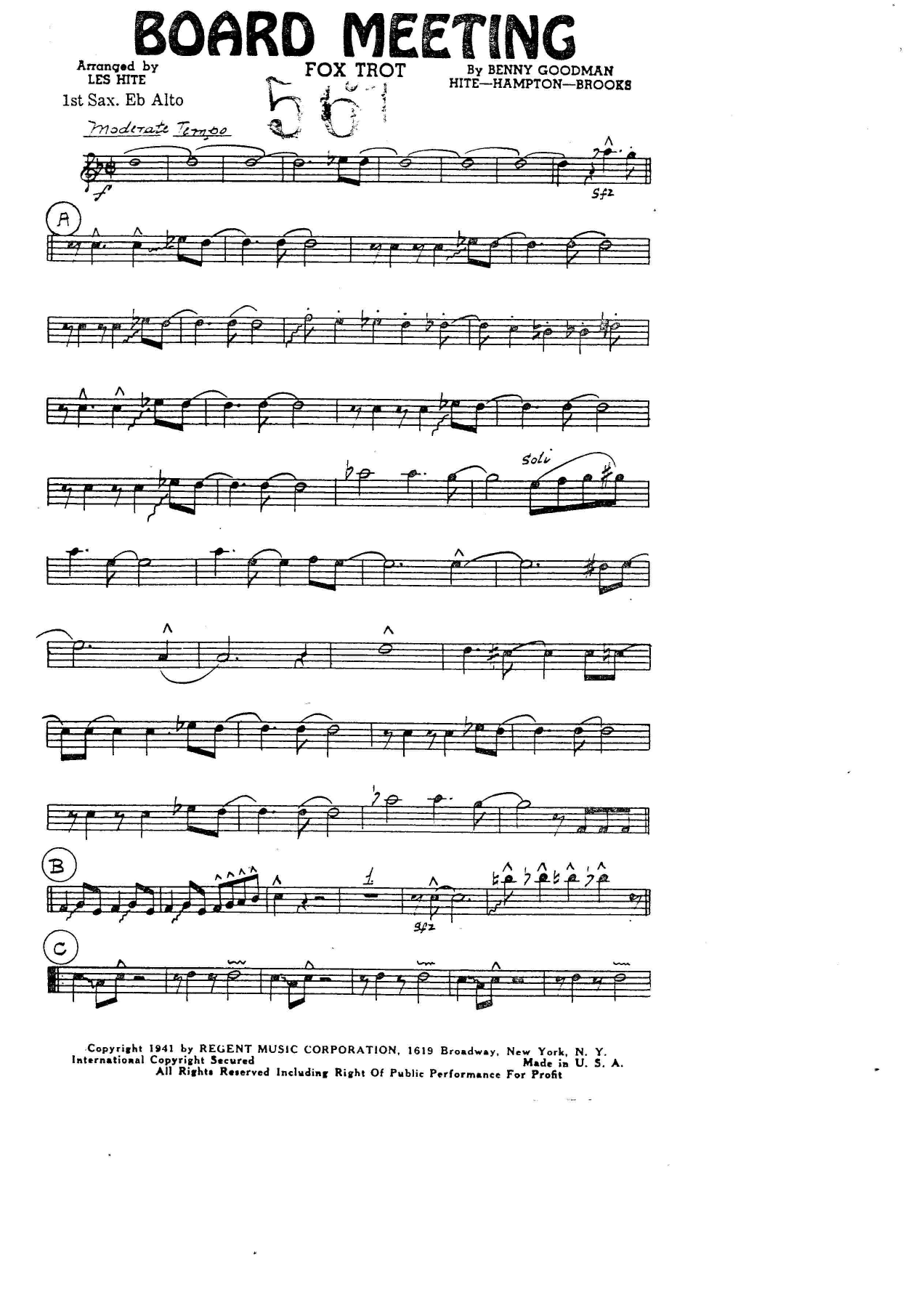 Boad Meeting — Big Band sheet music arranged by B.Goodman | Jazz Standard