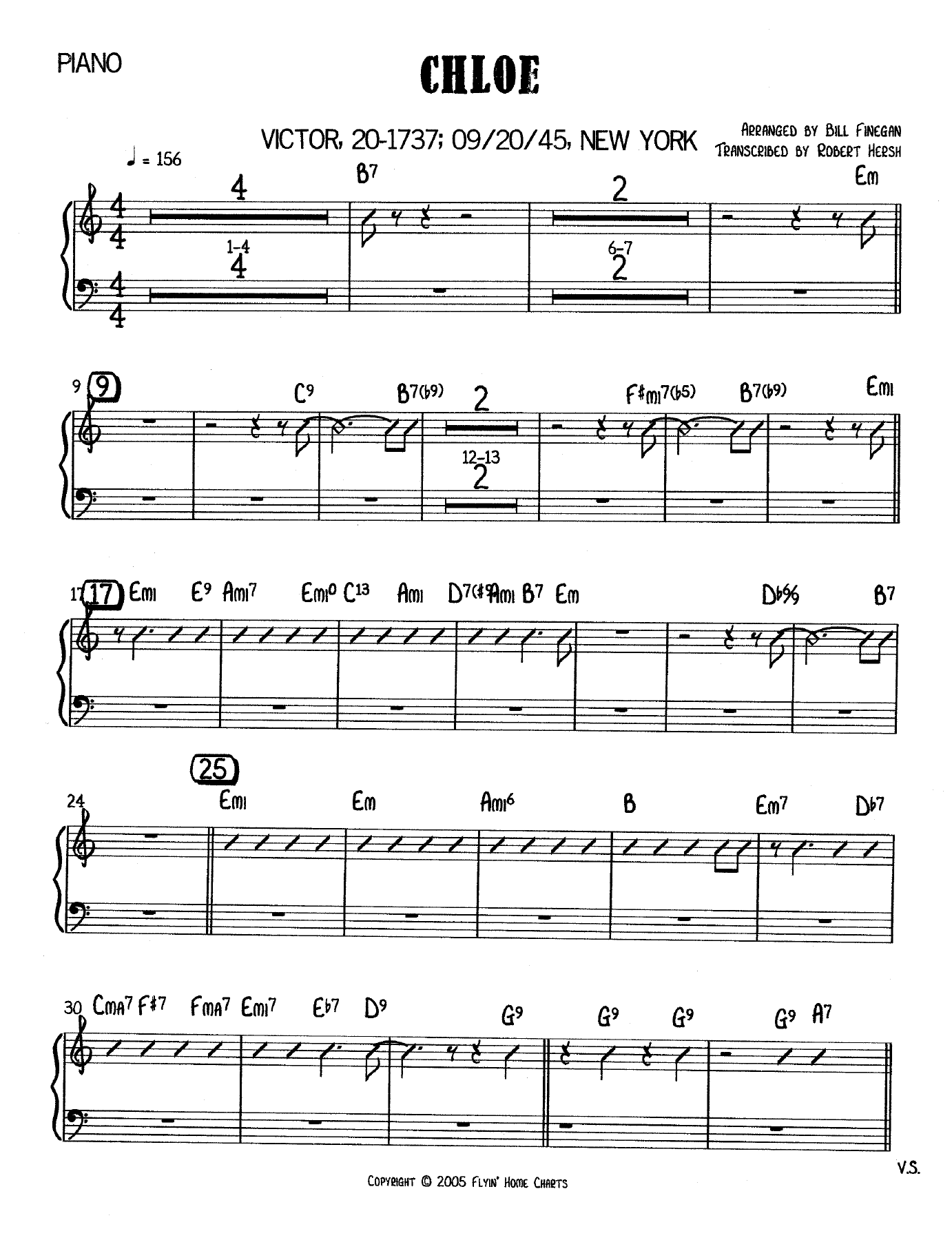 Chloe (B.Finegan) B.Goodman — sheet music preview