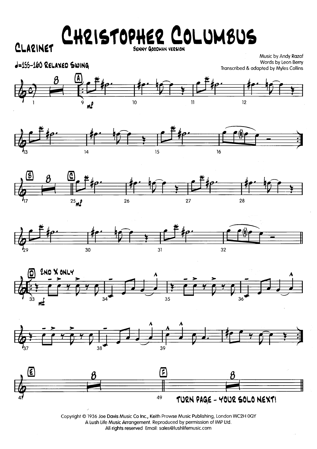 Christopher Columbus — sheet music preview