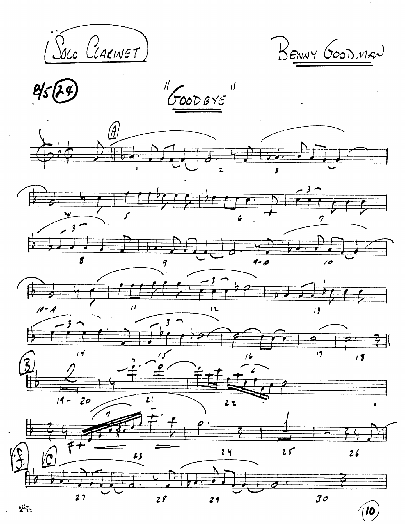 Goodbye (B.Goodman) MP3 — sheet music cover (first page)